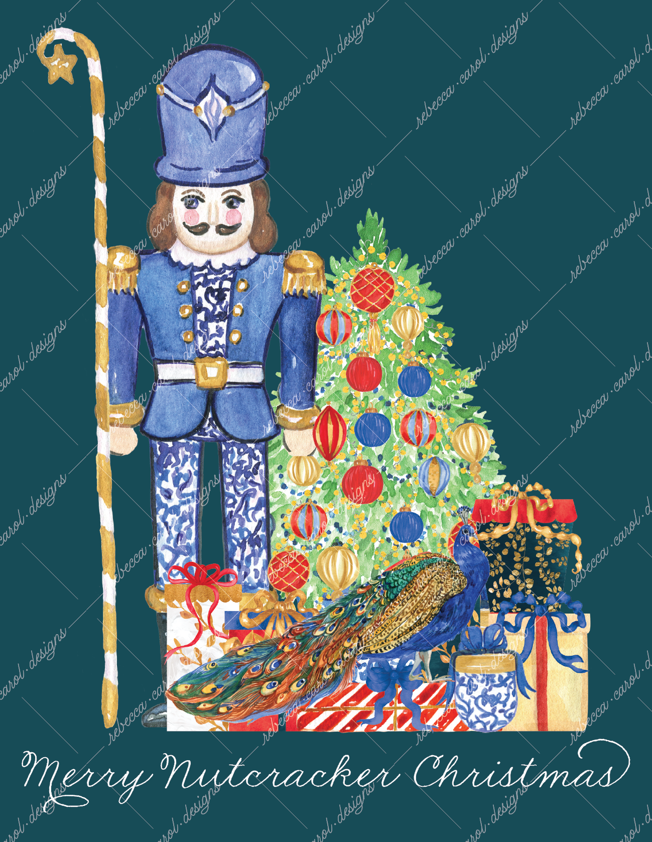 Holiday Card-The Nutcracker Blue Chinoiserie-2