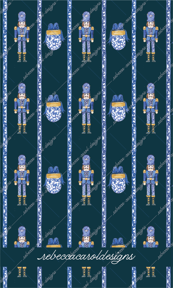 Christmas Gift Tag-The Nutcracker Blue Chinoiserie