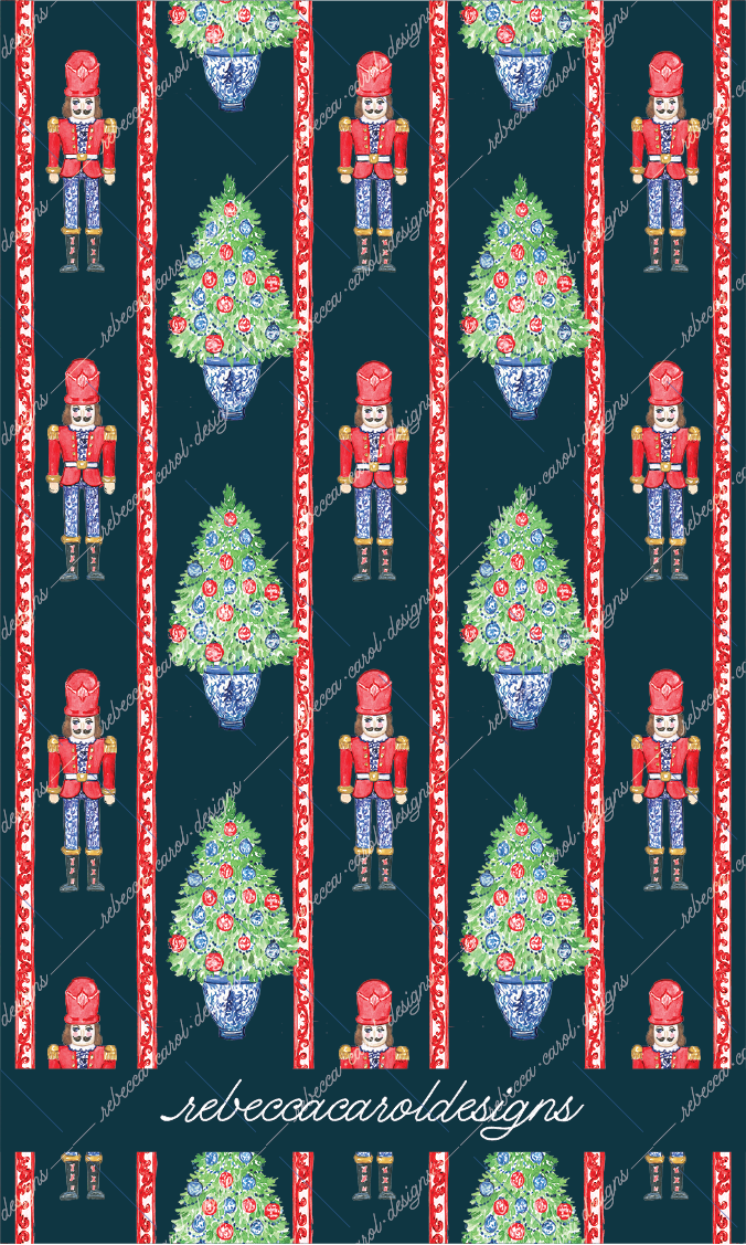 Christmas Gift Tag-The Nutcracker Red & Blue Chinoiserie