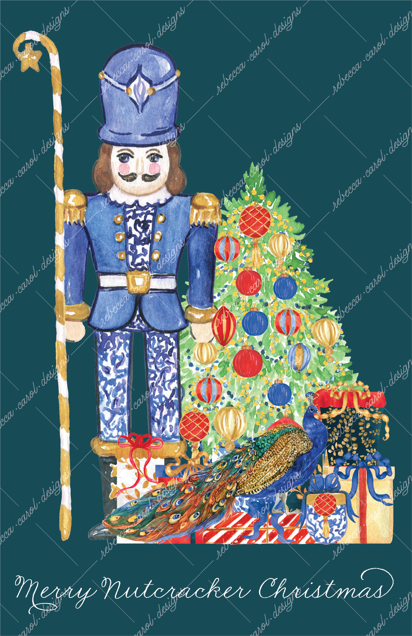 Holiday Card-The Nutcracker Blue Chinoiserie-1