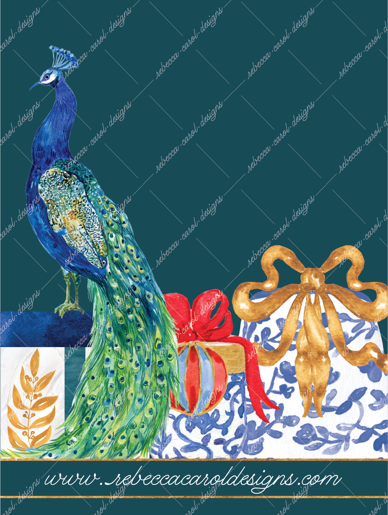 Holiday Card-The Nutcracker Red & Blue Chinoiserie-2