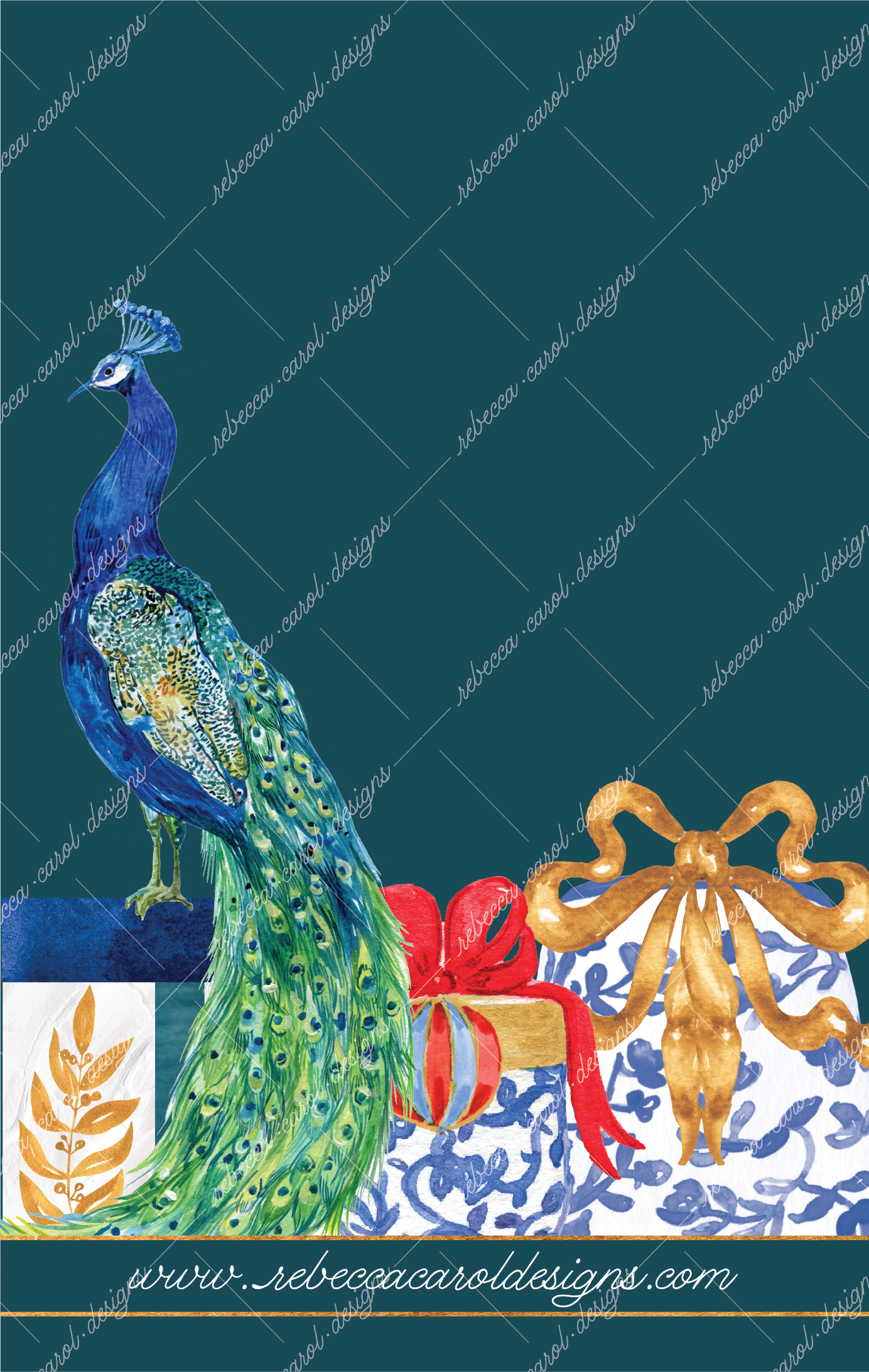 Holiday Card-The Nutcracker Red & Blue Chinoiserie-1