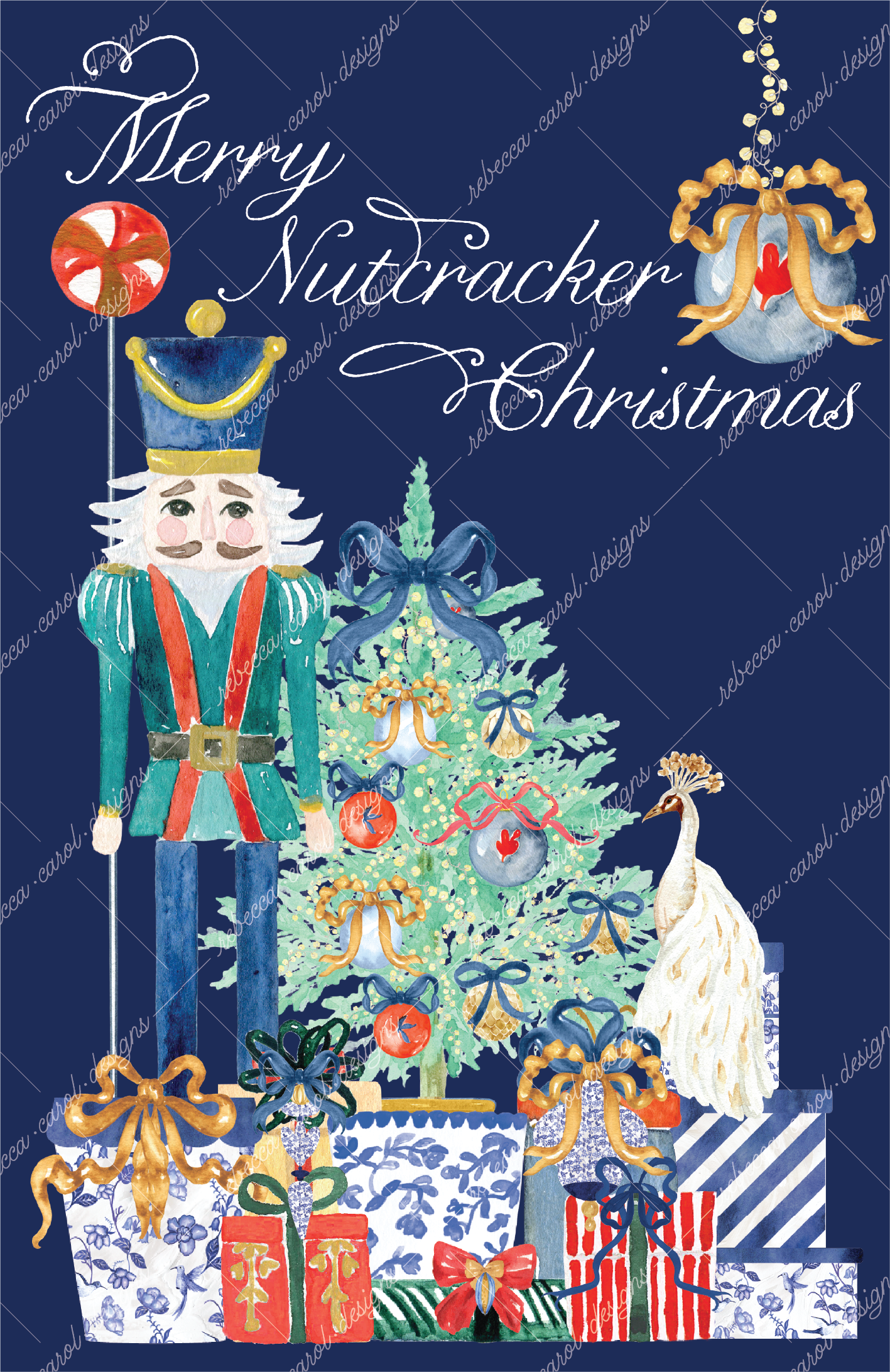 Holiday Card-The Nutcracker Red, Blue & Teal-1