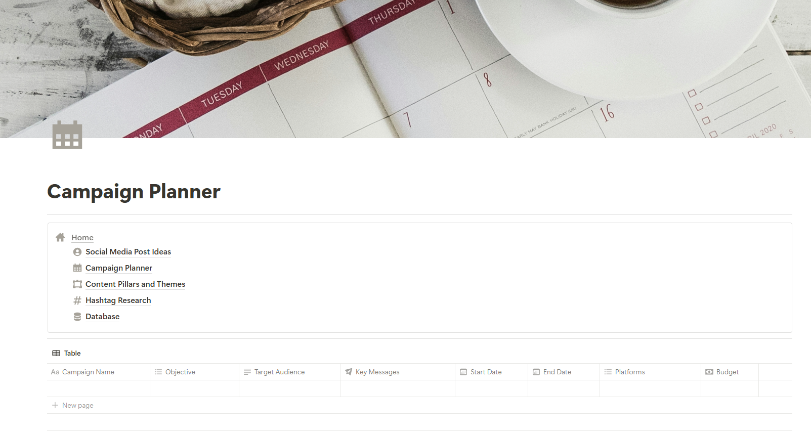 Content Planner Notion Template