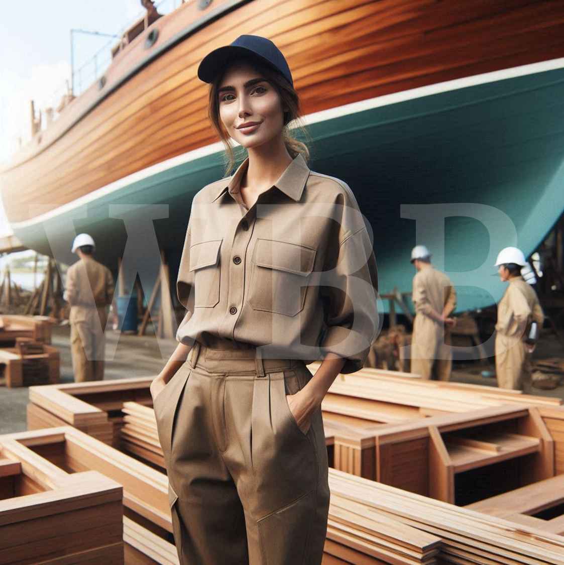 Conjunto Jaleco e Calça em Brim com Ombreira, Cotoveleira e Joelheira Acolchoada WBB Feminino