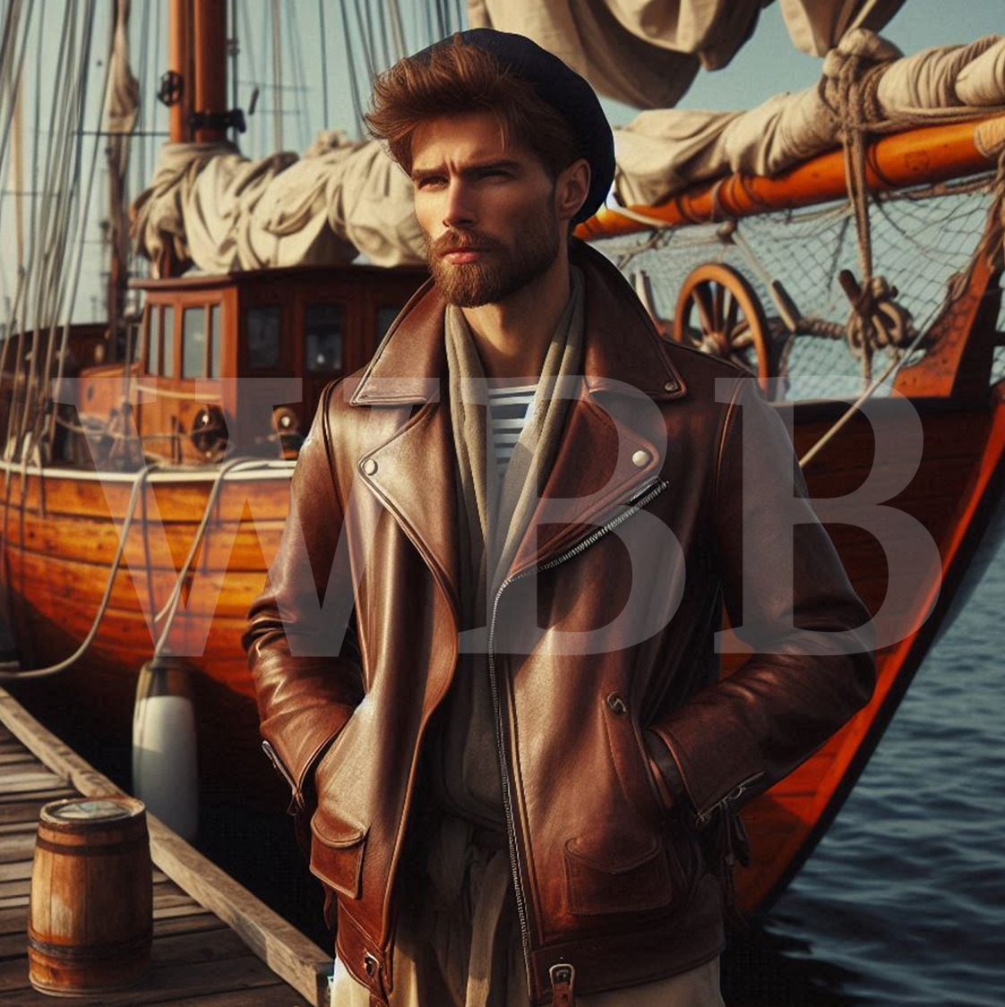 Jaqueta Marinheiro em Couro Legítimo WBB Masculino