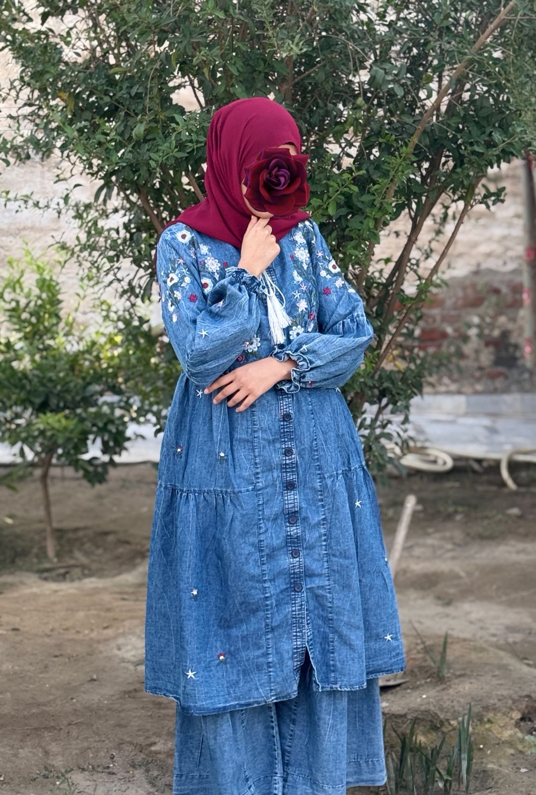 💙 Indigo Tale 💙Embroidered Denim Frock