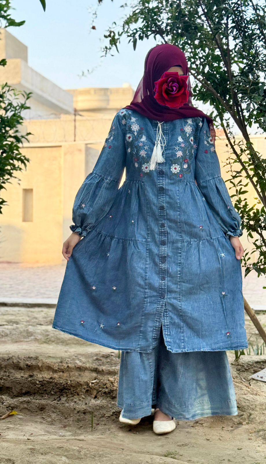 💙 Indigo Tale 💙Embroidered Denim Frock