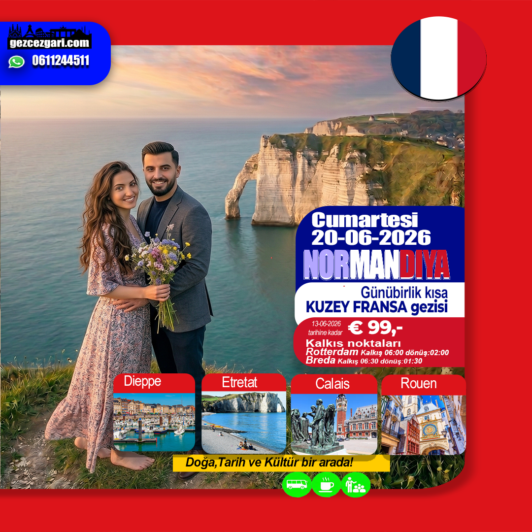 Normandiye'de gezcez gari / Dagtrip Normandie 20-06-2026
