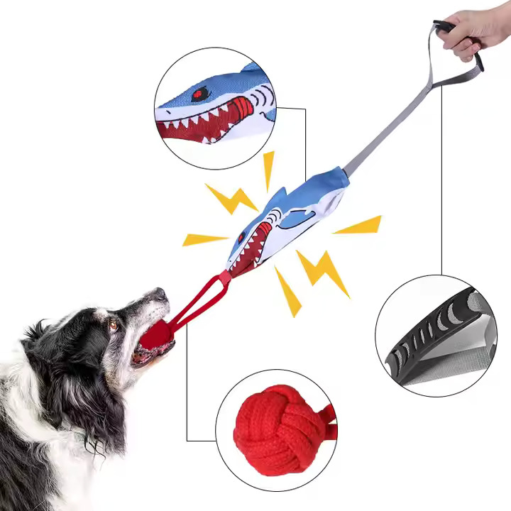 Shark-Themed Interactive Dog Tug Toy