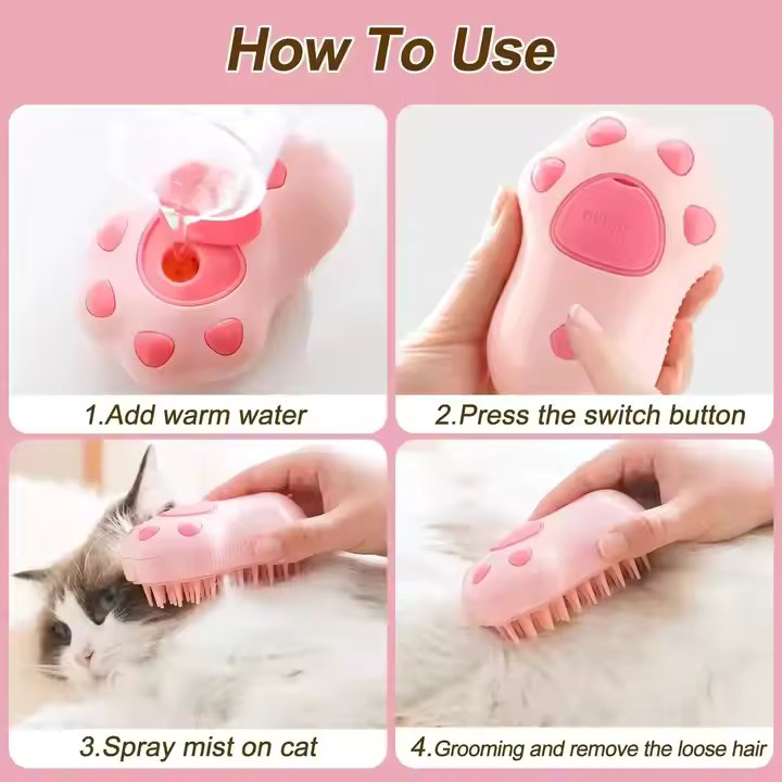 3-in-1 Pet Steam Massage & Grooming Brush