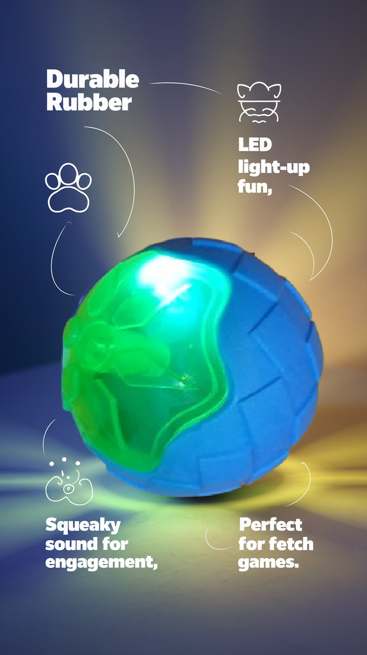 GlowPup LED Ball – Light-Up, Squeaky, Bouncy Fun for Dogs