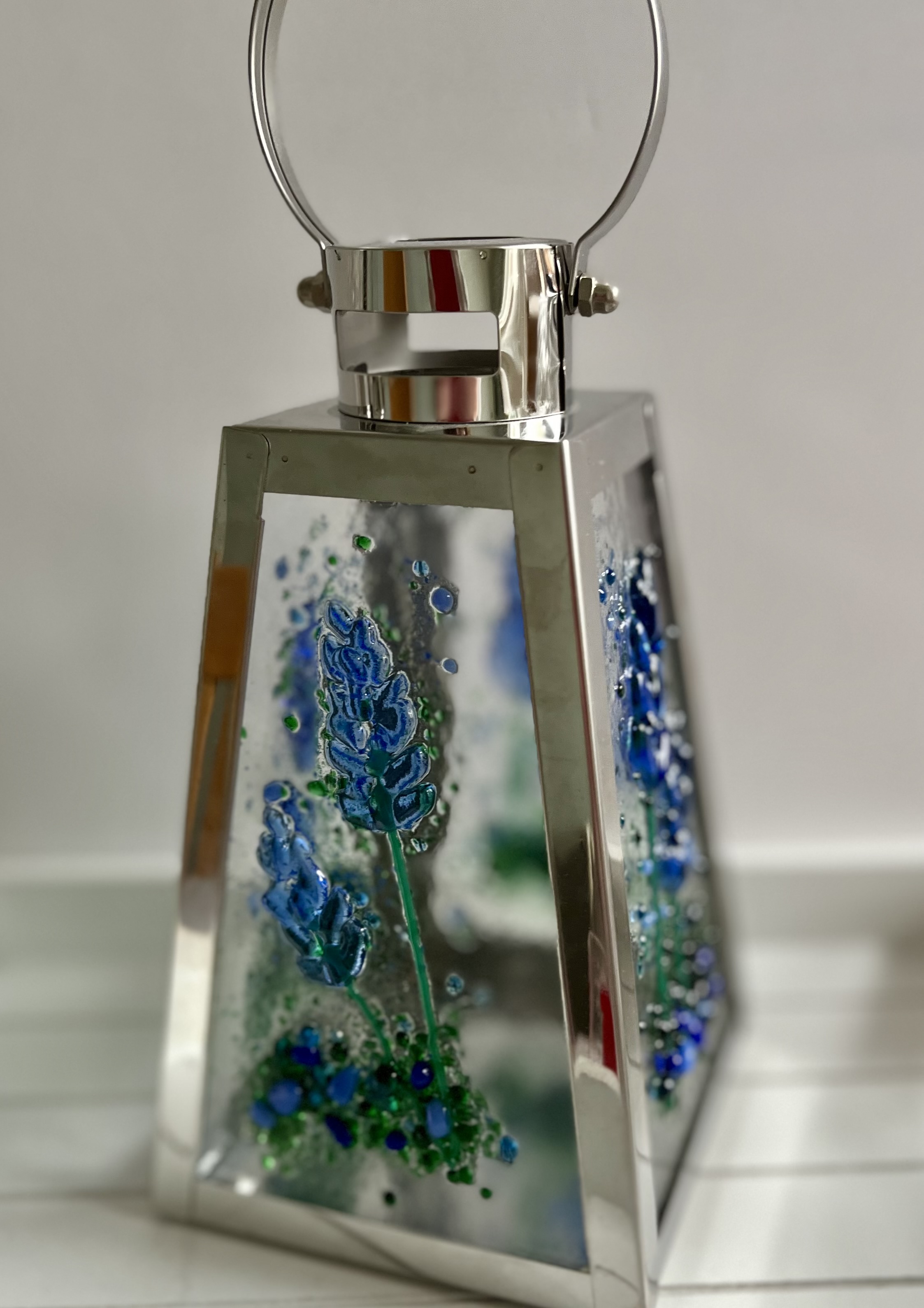 Fused glass lantern