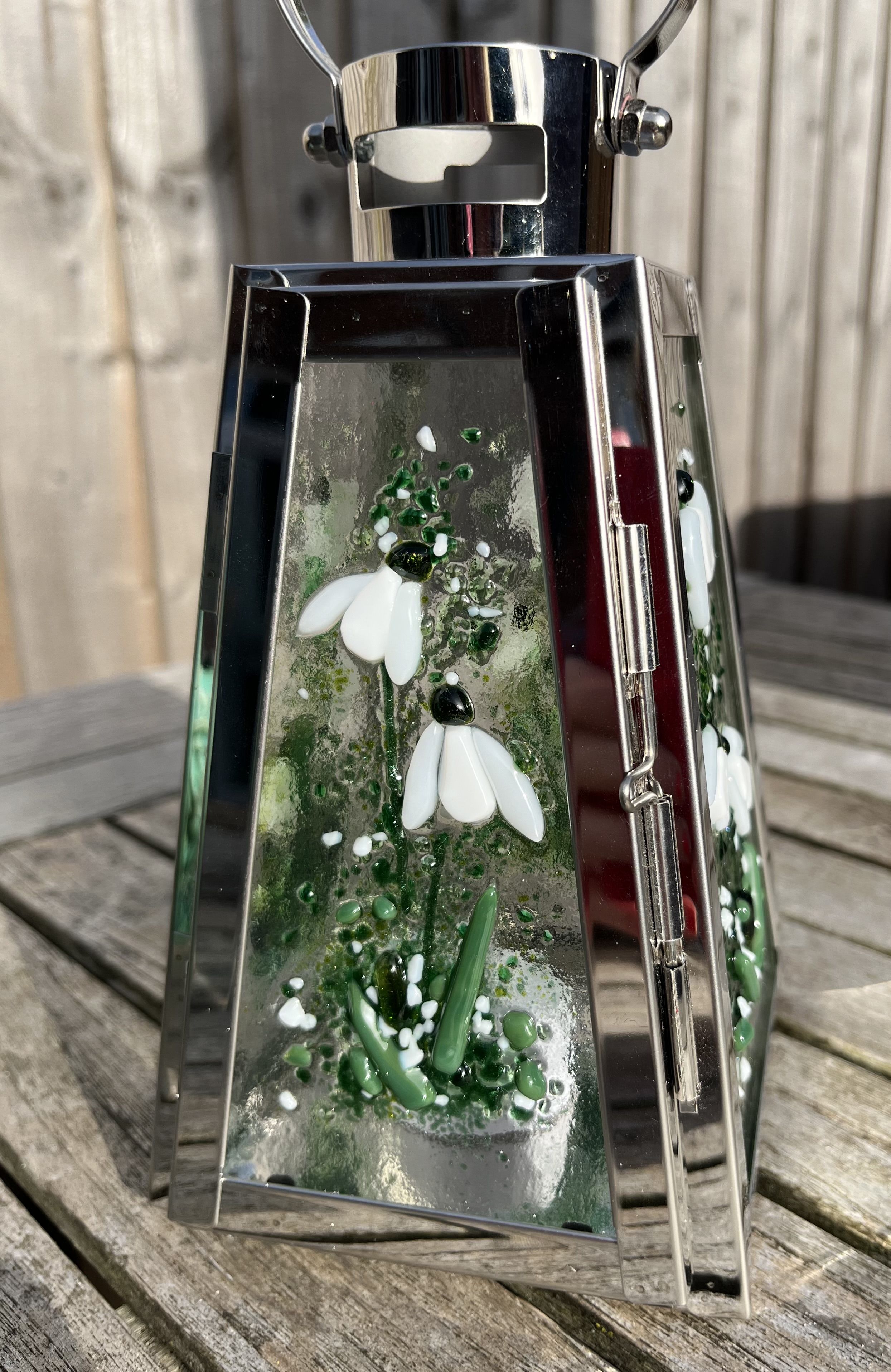 Fused glass lantern