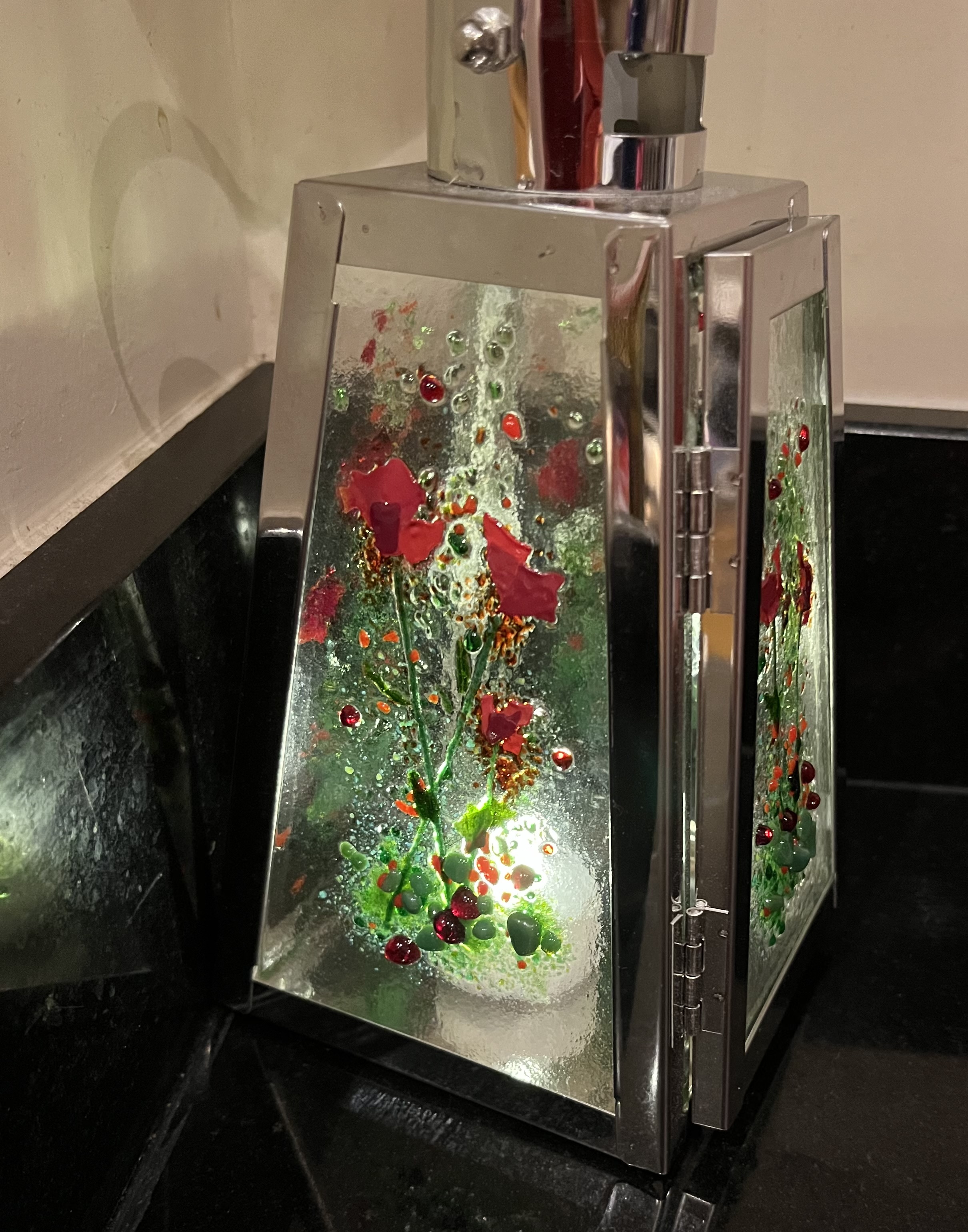 Fused glass lantern