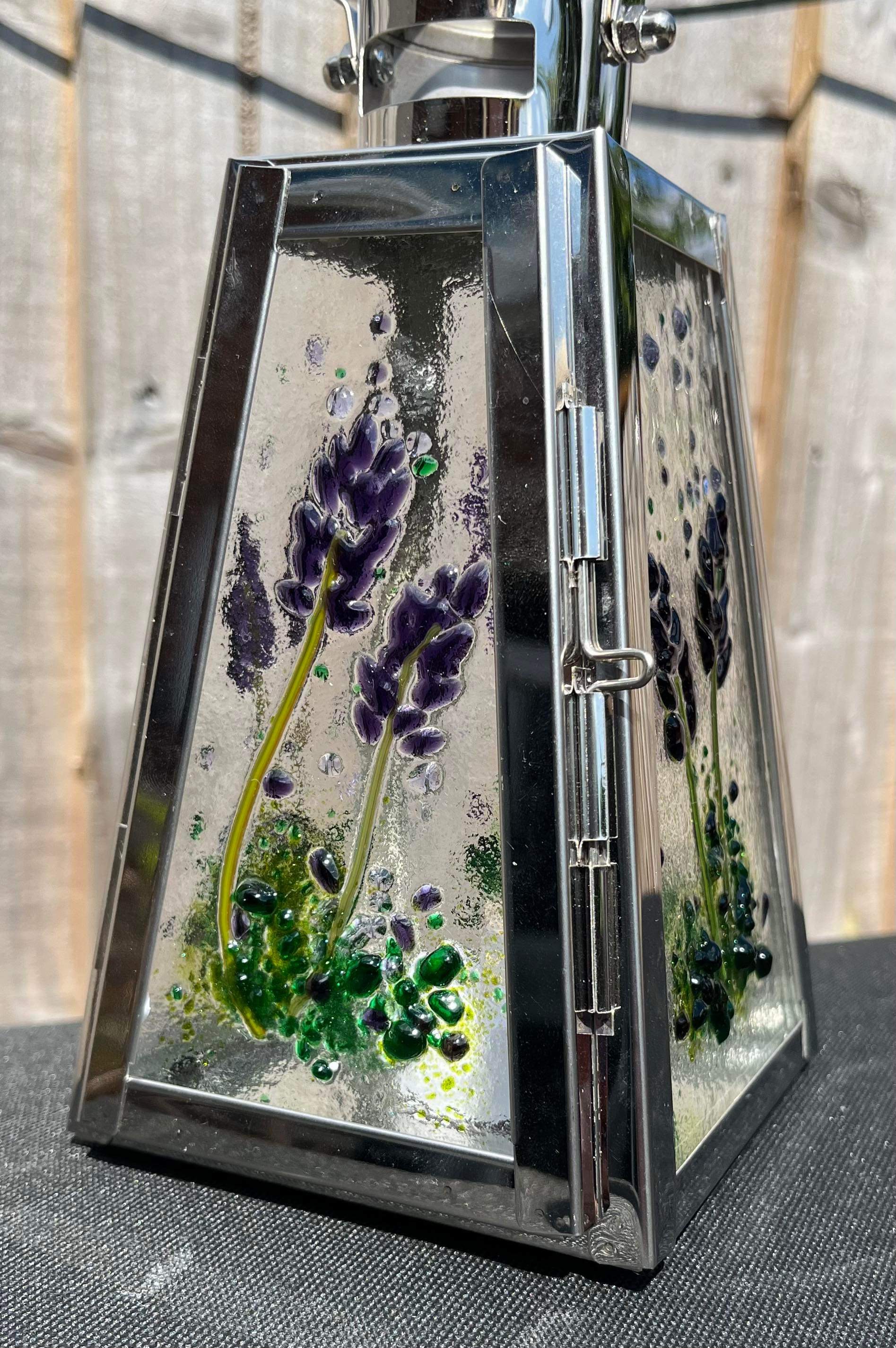 Fused glass lantern