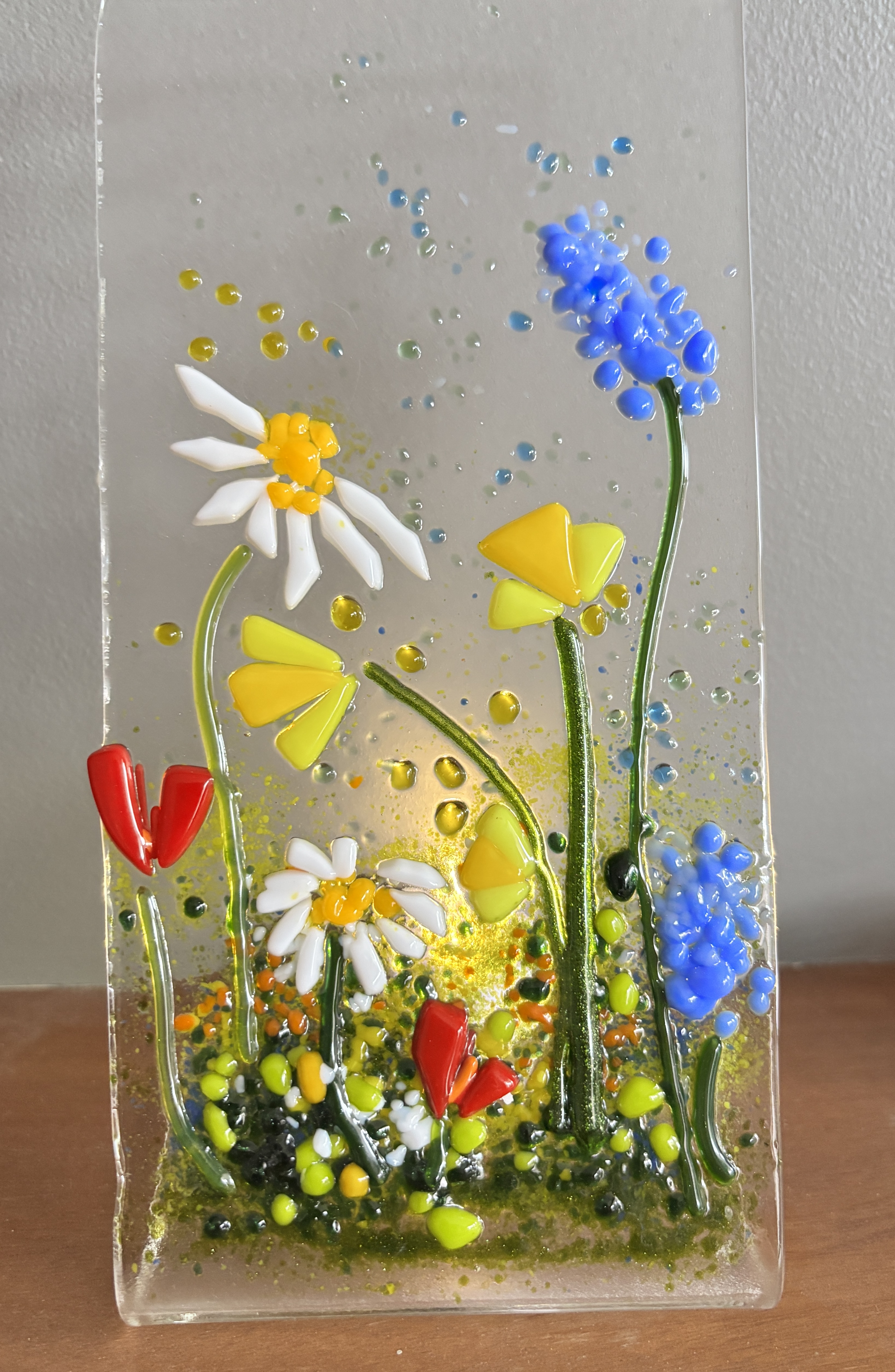 Handmade Fused Glass Flower Panel