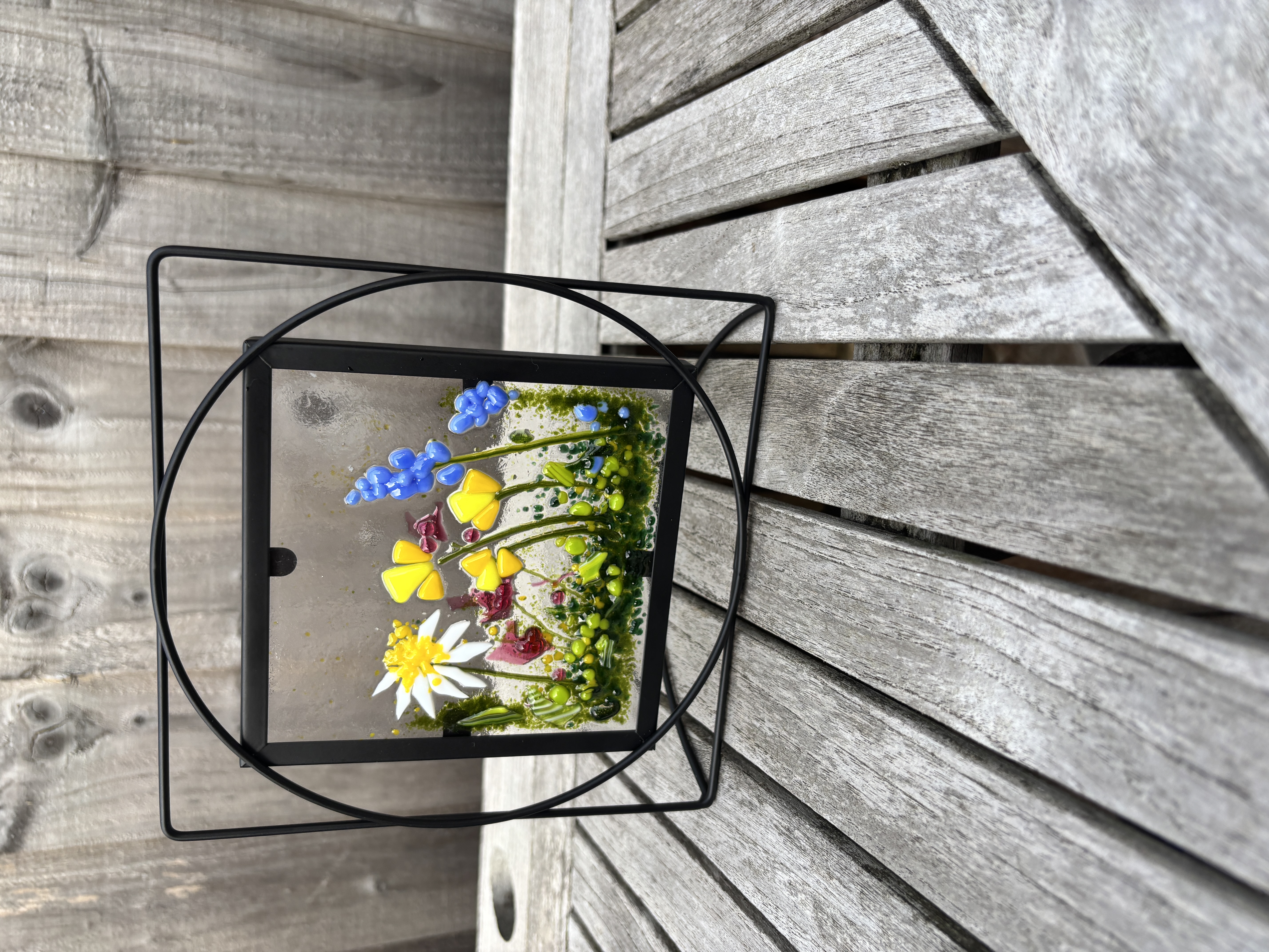 Framed Fused Glass Flower Meadow