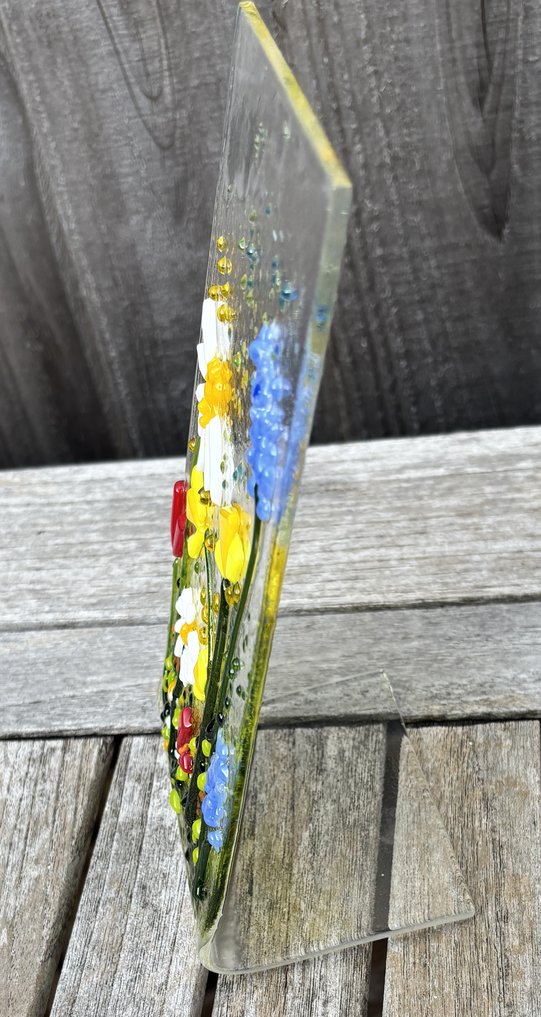 Handmade Fused Glass Flower Panel