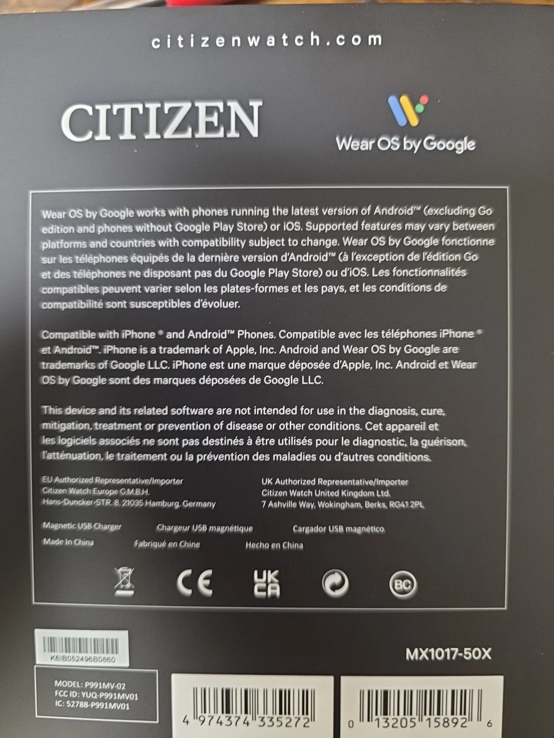 Citizen Cz Smart Watch Black Stanliess Steel 44mm 