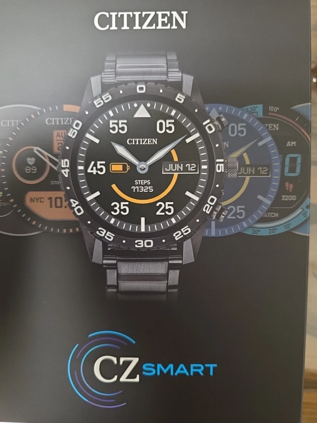 Citizen Cz Smart Watch Black Stanliess Steel 44mm 