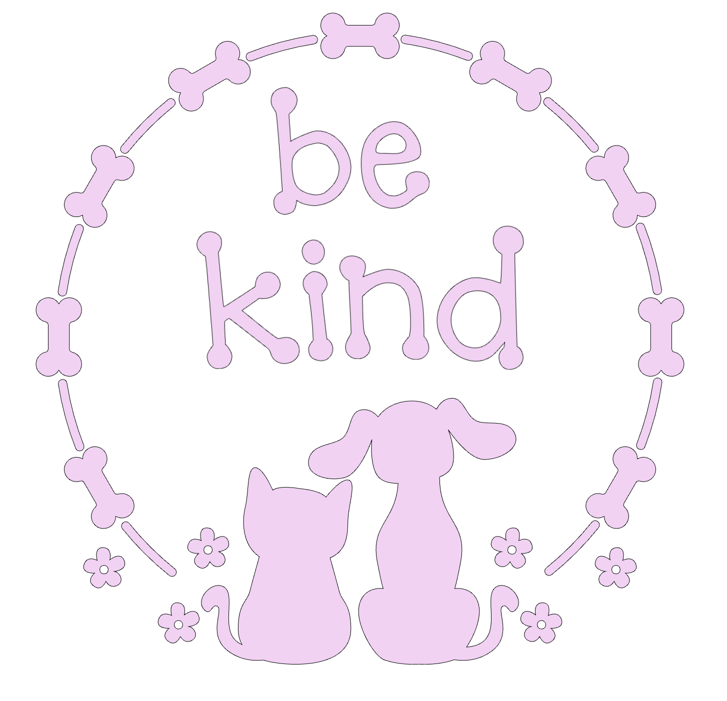 "Be Kind" Cat and Dog in Bone Circle Collection