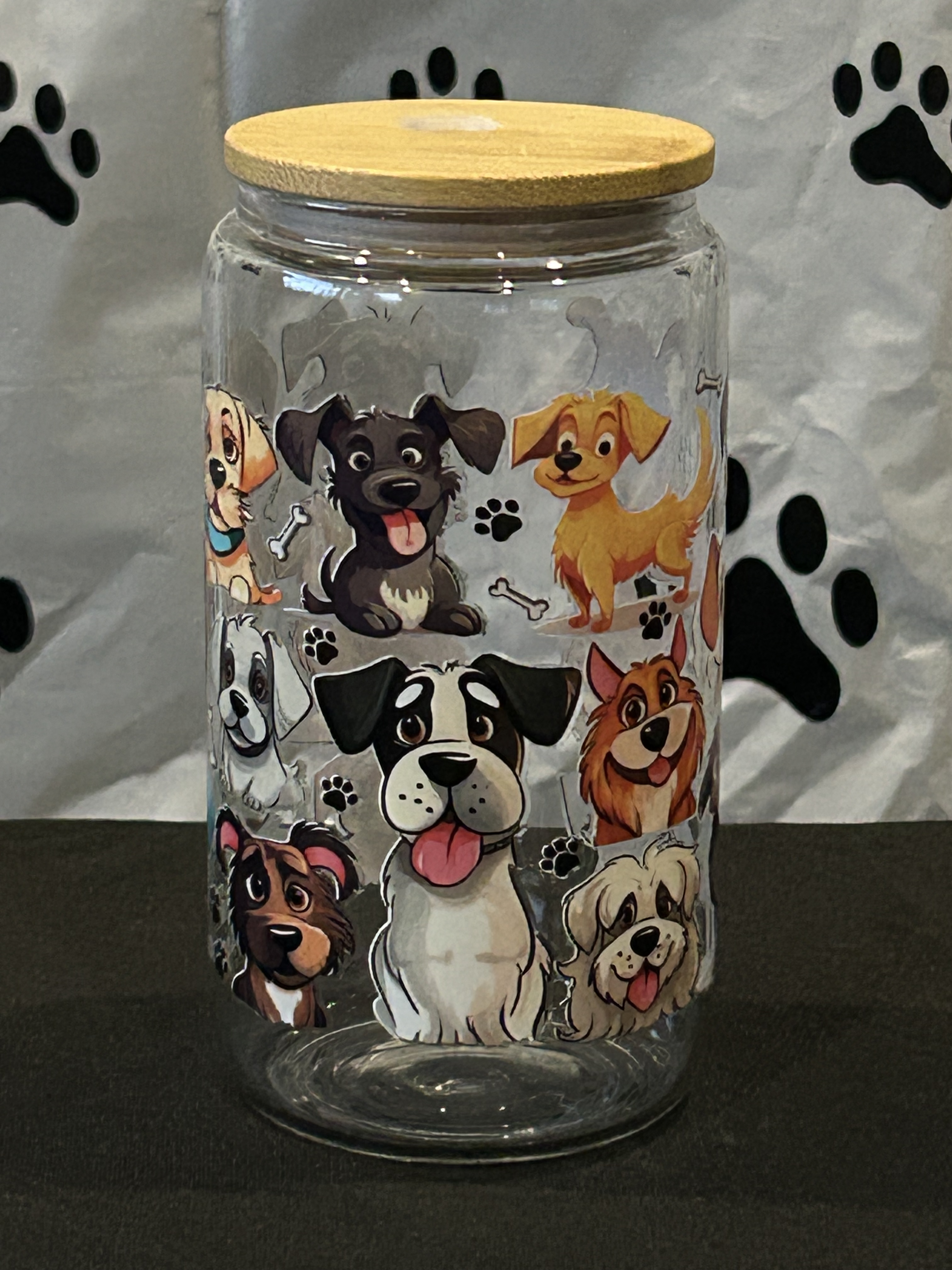 16oz Glass Tumblers with Straws (Full Color Designs)
