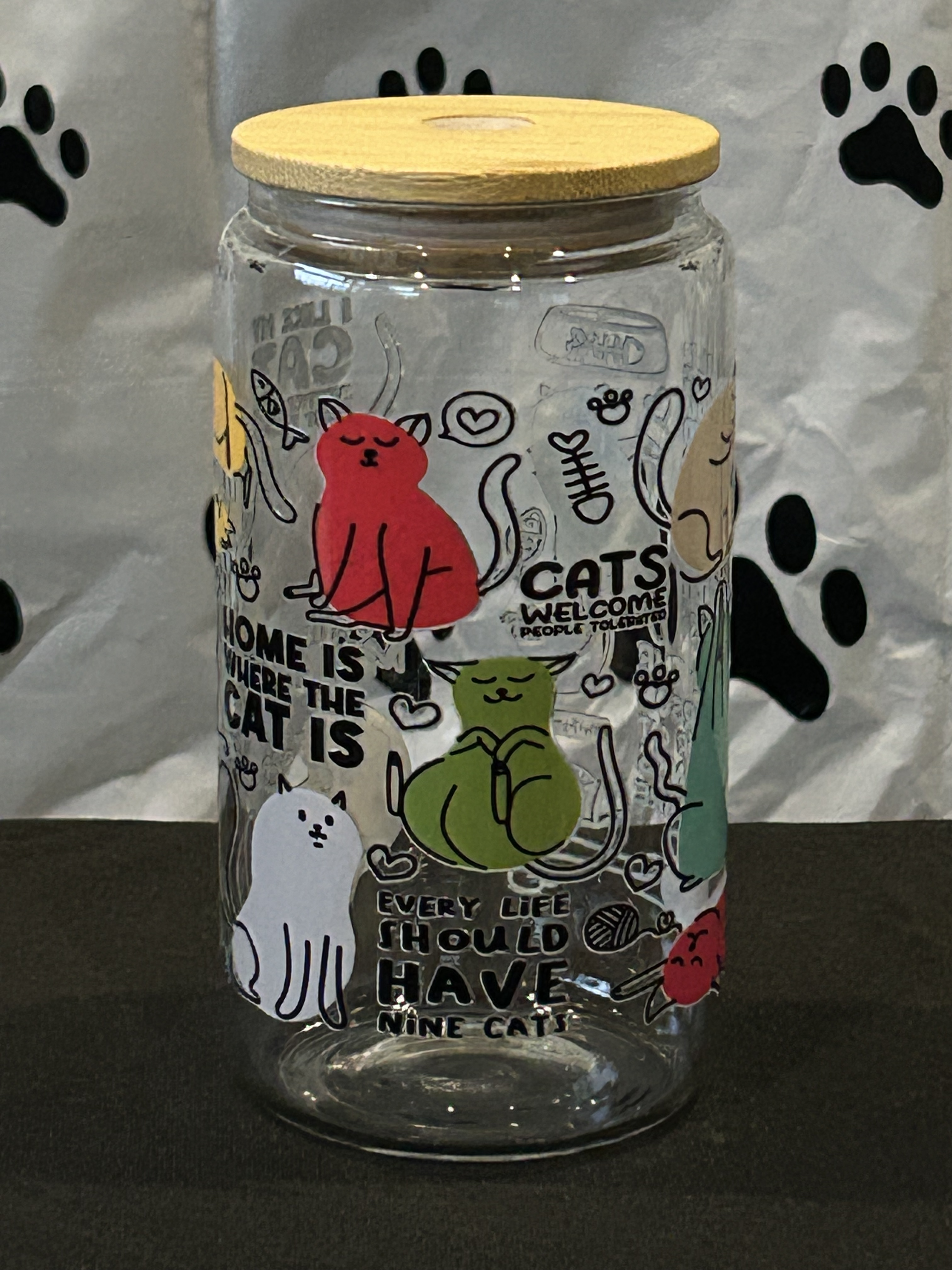 16oz Glass Tumblers with Straws (Full Color Designs)