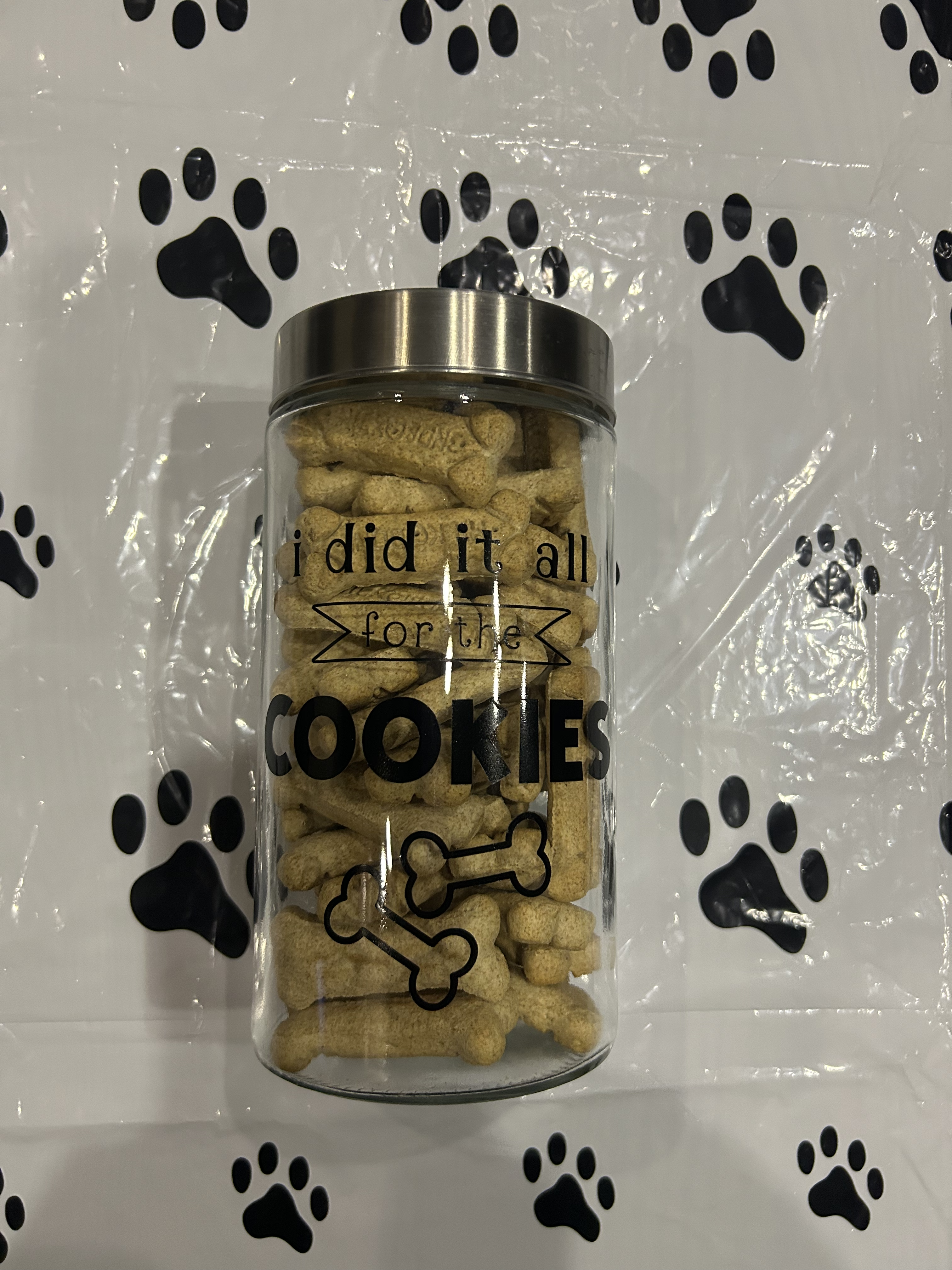 "I Did It All for the Cookies" Dog Treat Jar WITH Treats!