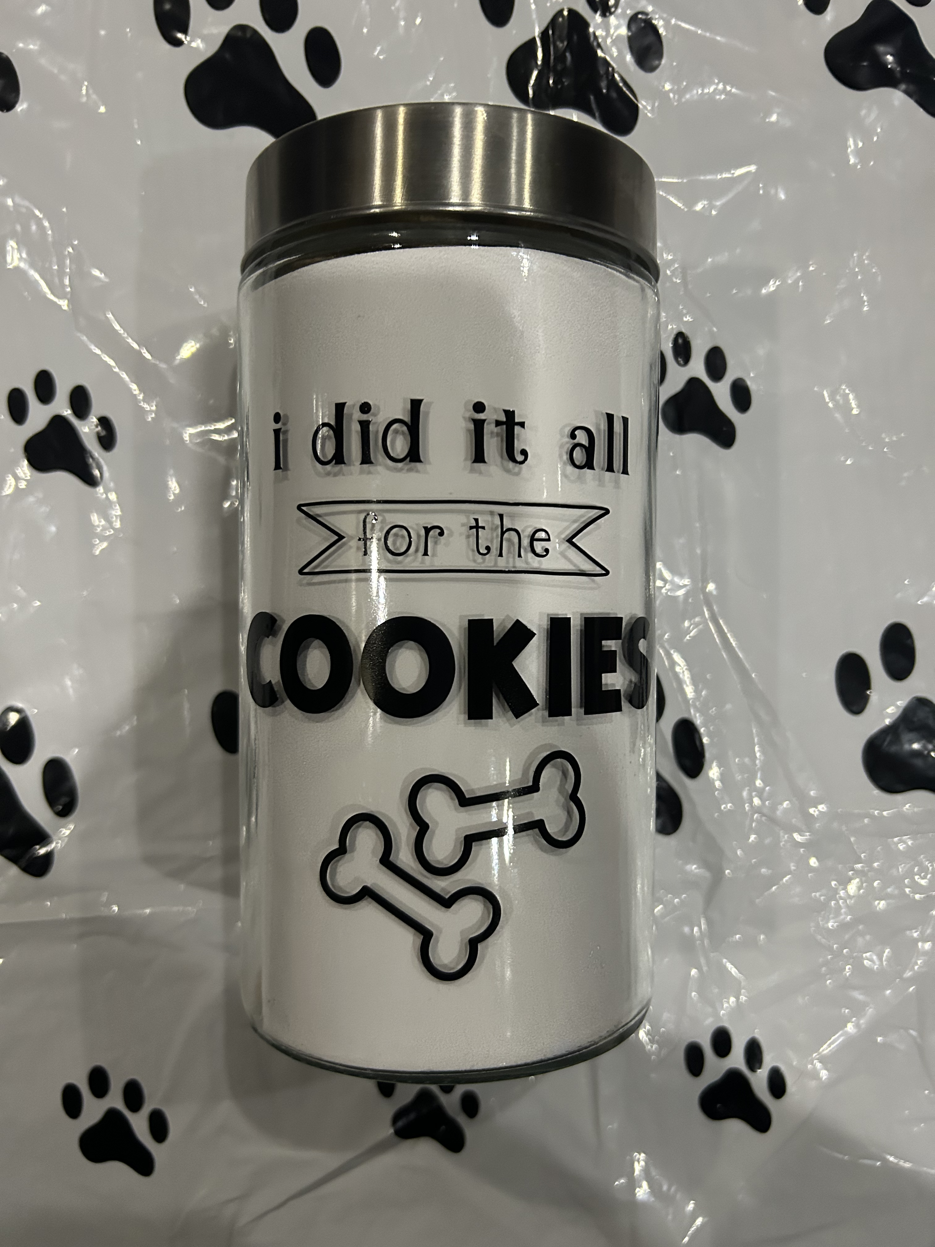 "I Did It All for the Cookies" Dog Treat Jar WITH Treats!