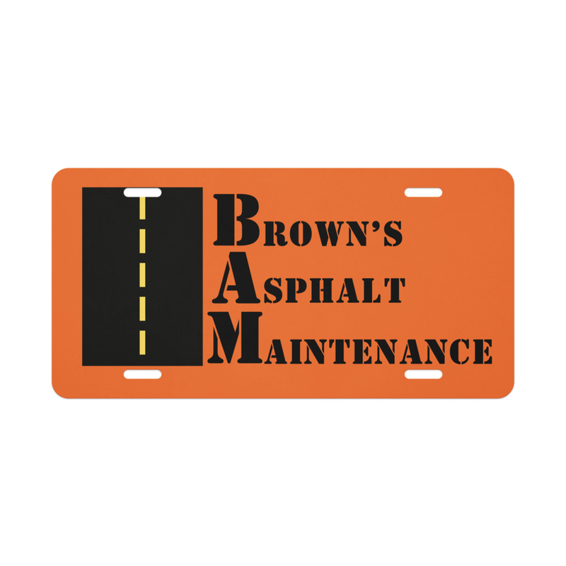 Brown's Asphalt Maintenance Vanity license plate