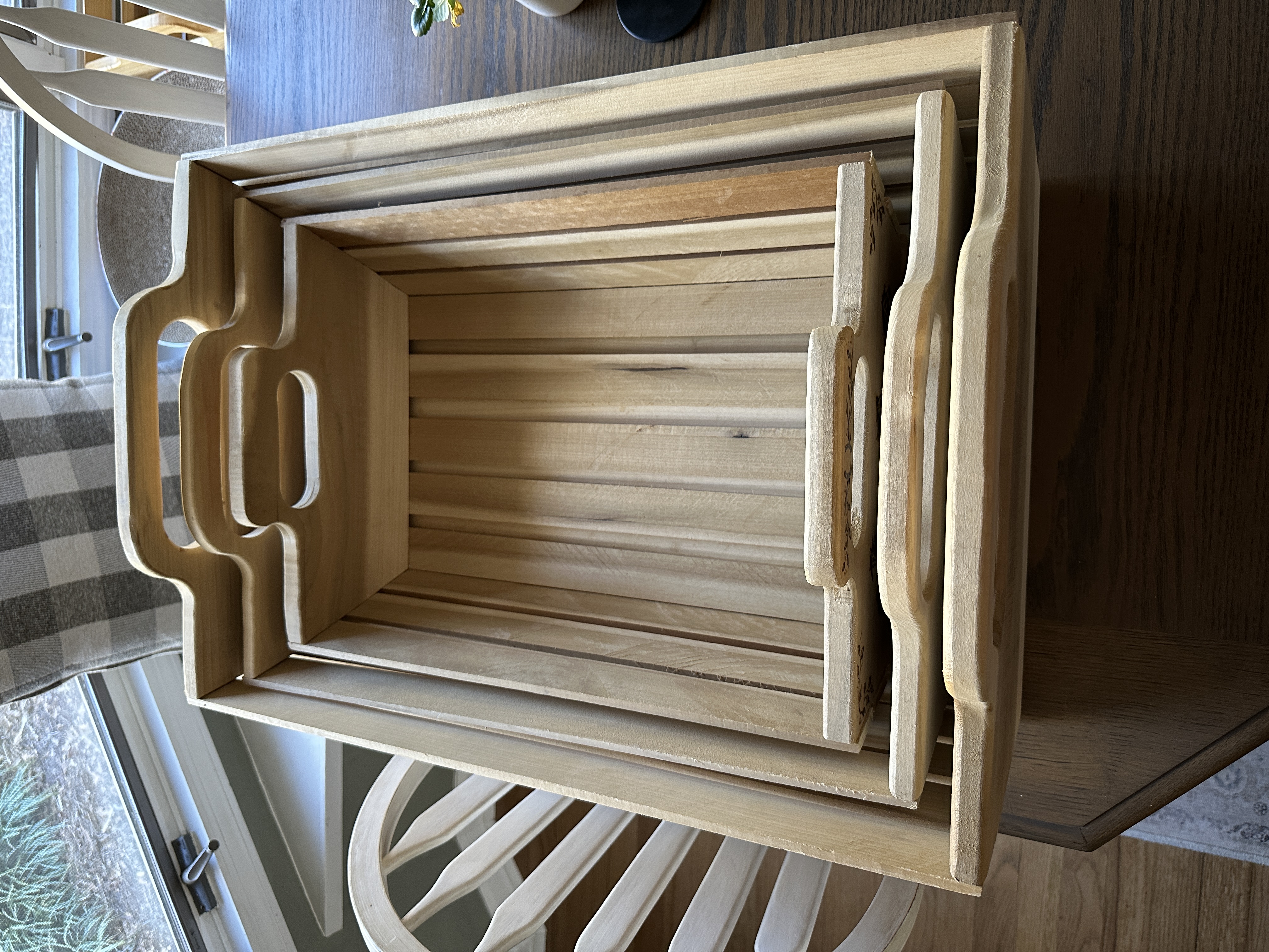 Running horses pyrography art on Wooden Tray / Basket