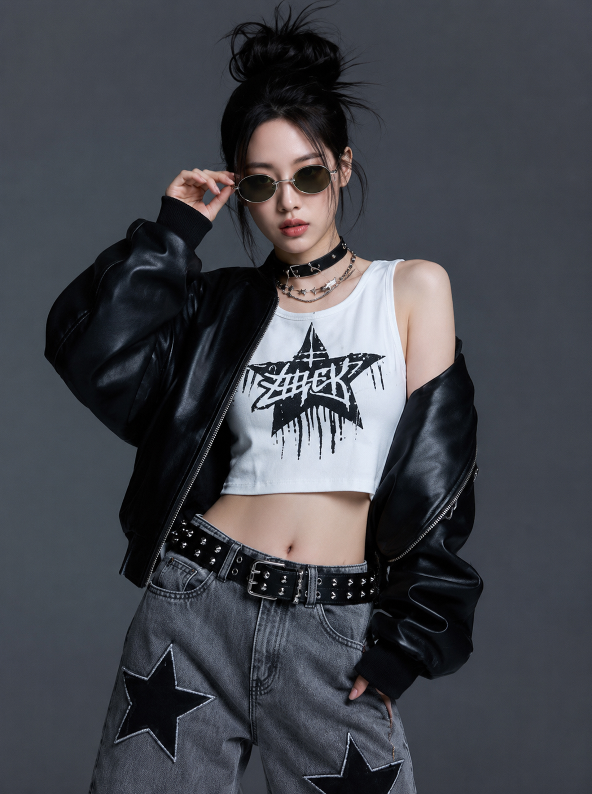 Oval Sunglasses in Silver Metal (3044-C37)