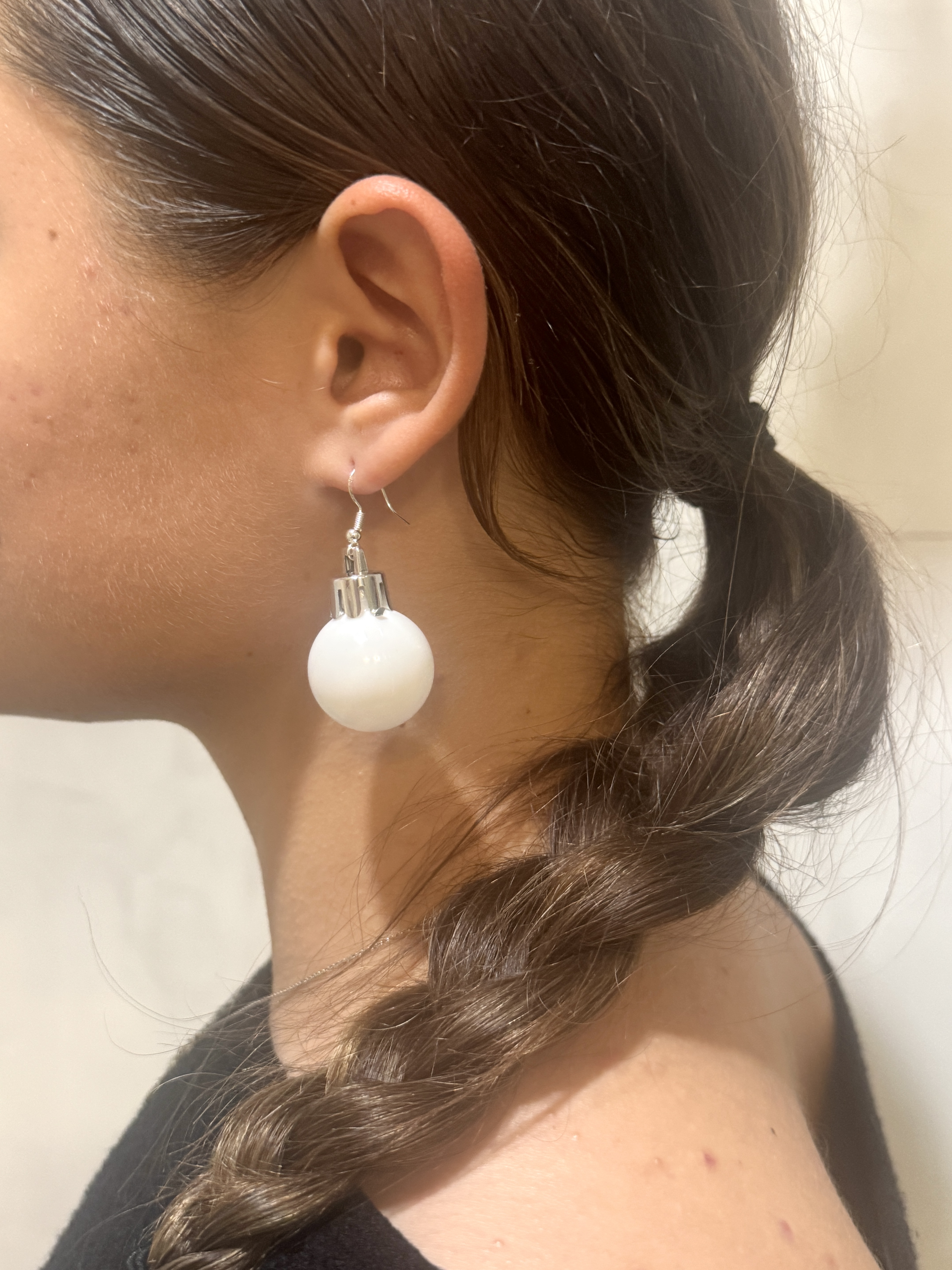 White Ornament Christmas Earrings