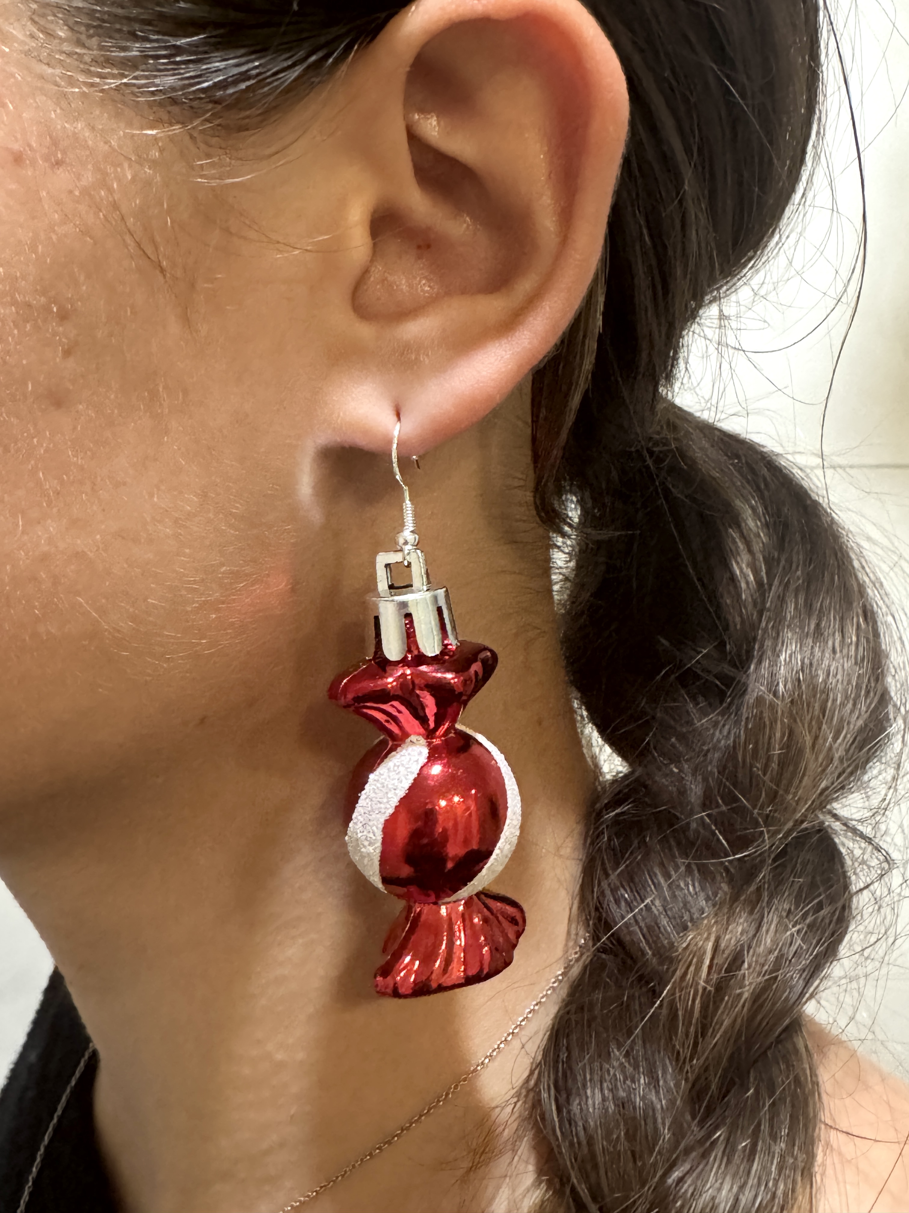 Red Peppermint Christmas Earrings