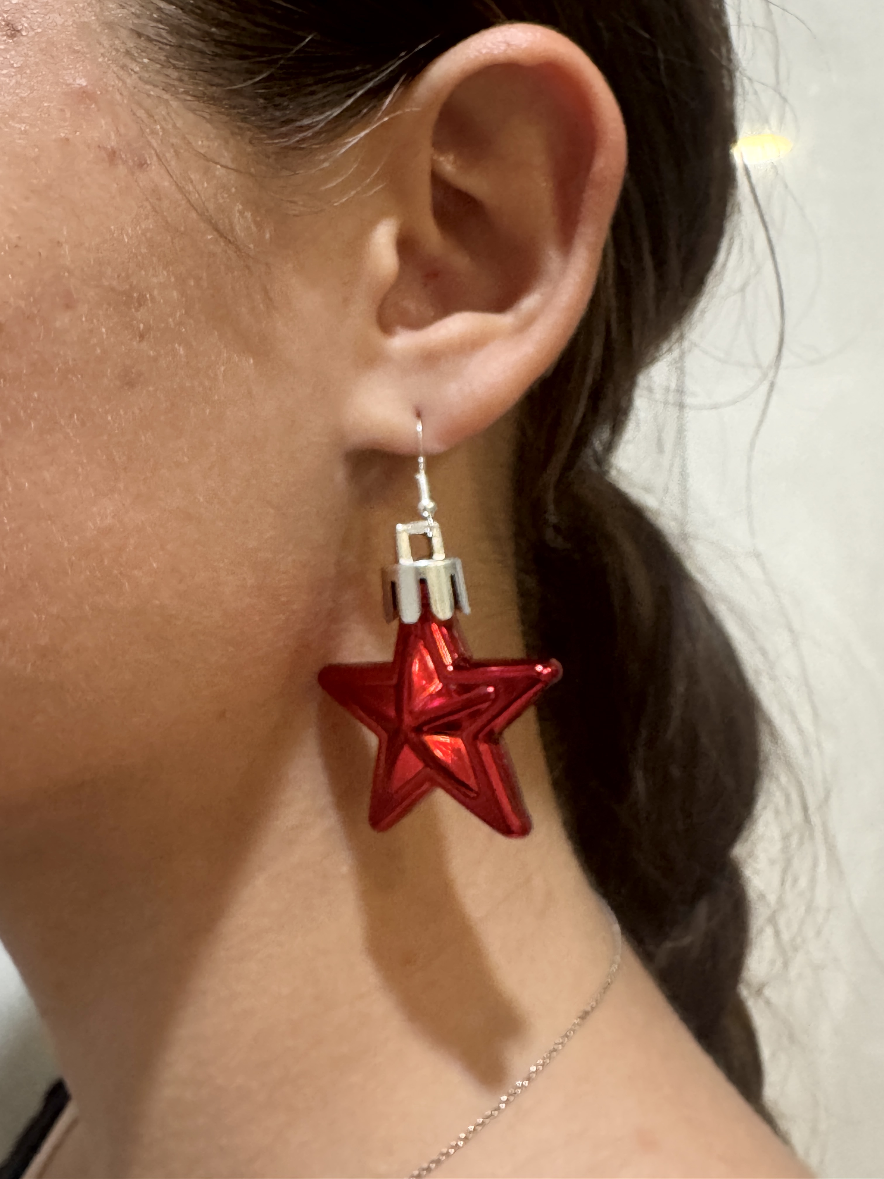 Red Star Christmas Earrings