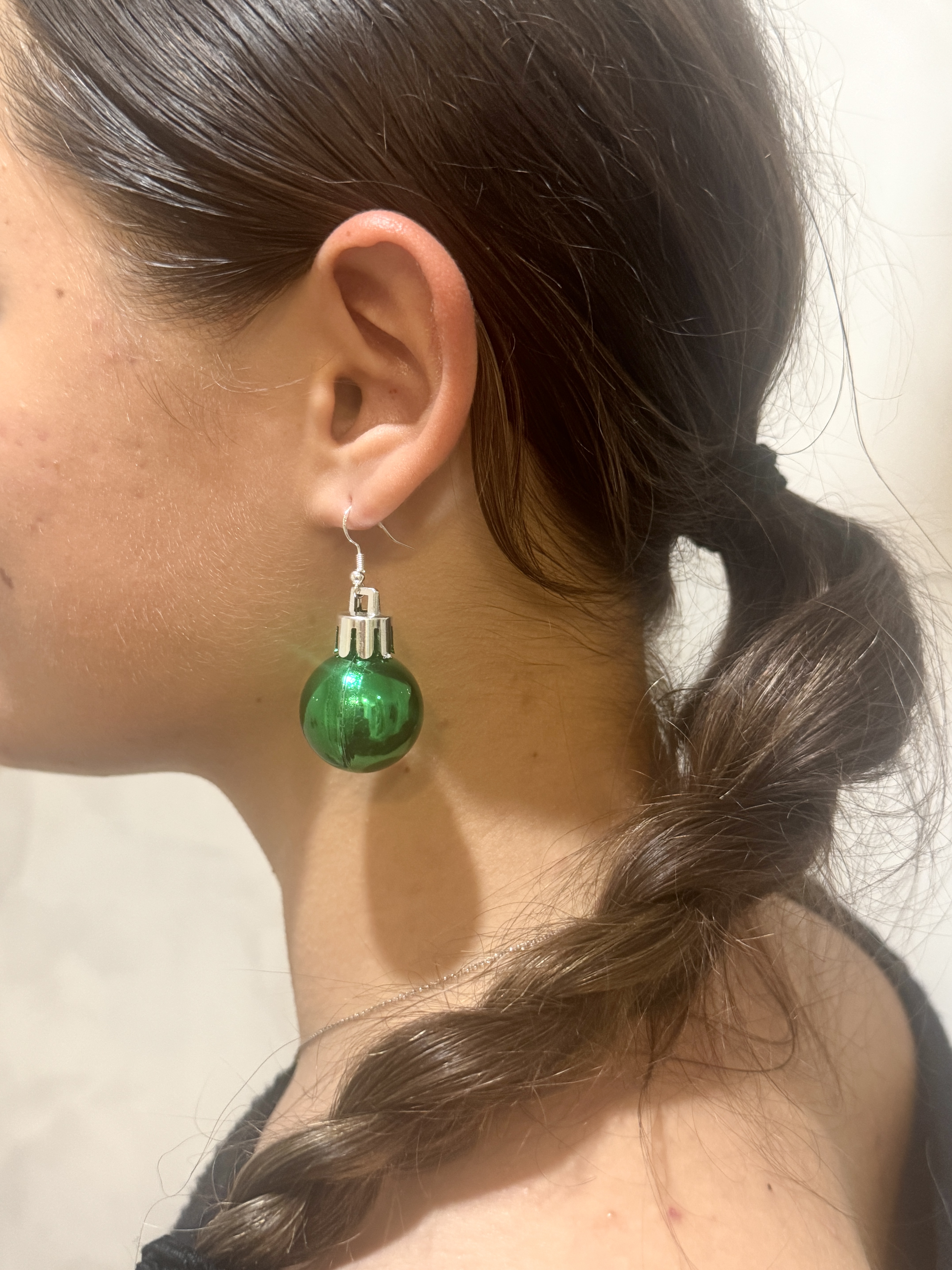 Green Ornament Christmas Earrings