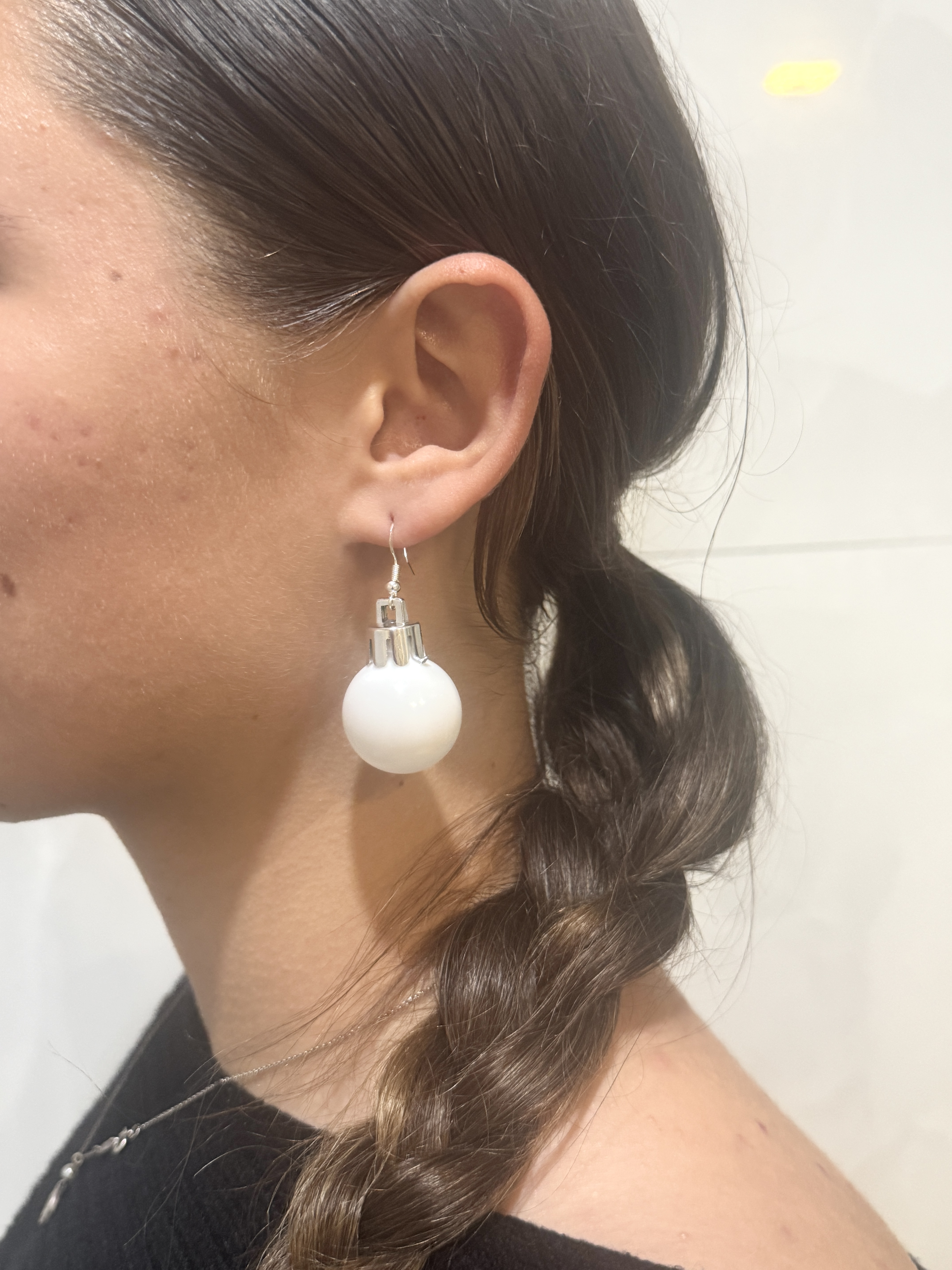 White Ornament Christmas Earrings