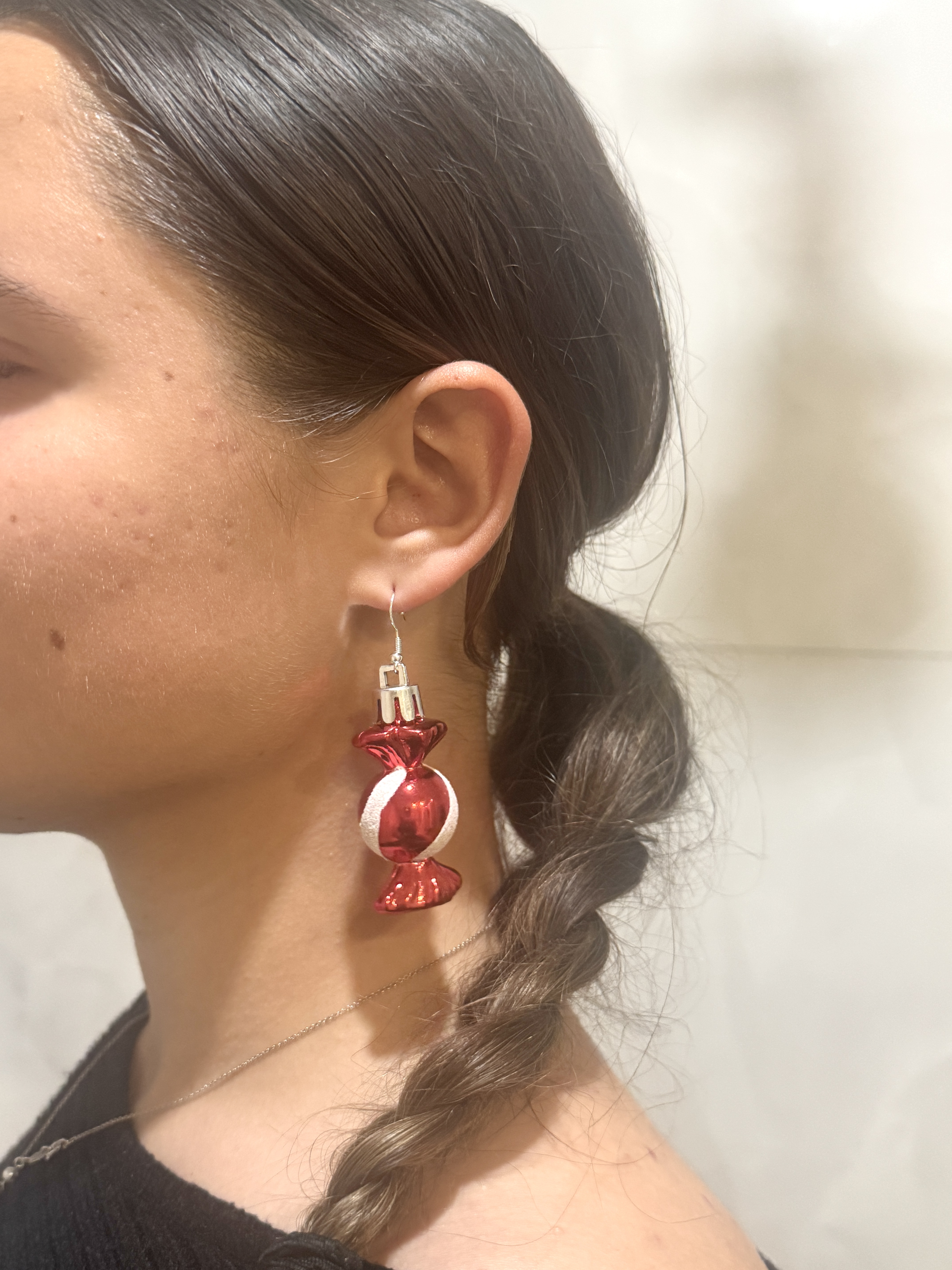 Red Peppermint Christmas Earrings