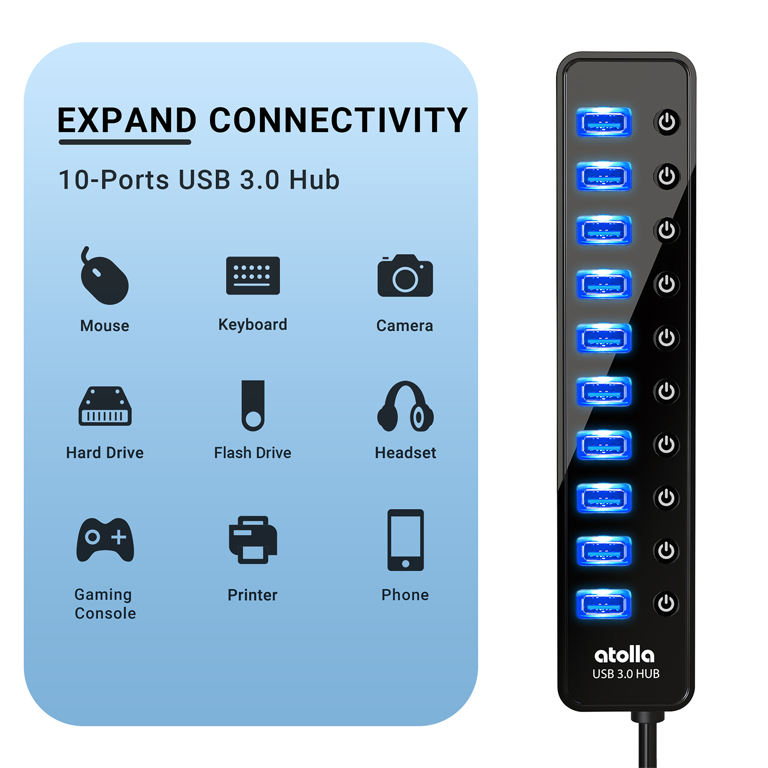 10-Port USB 3.0 Hub