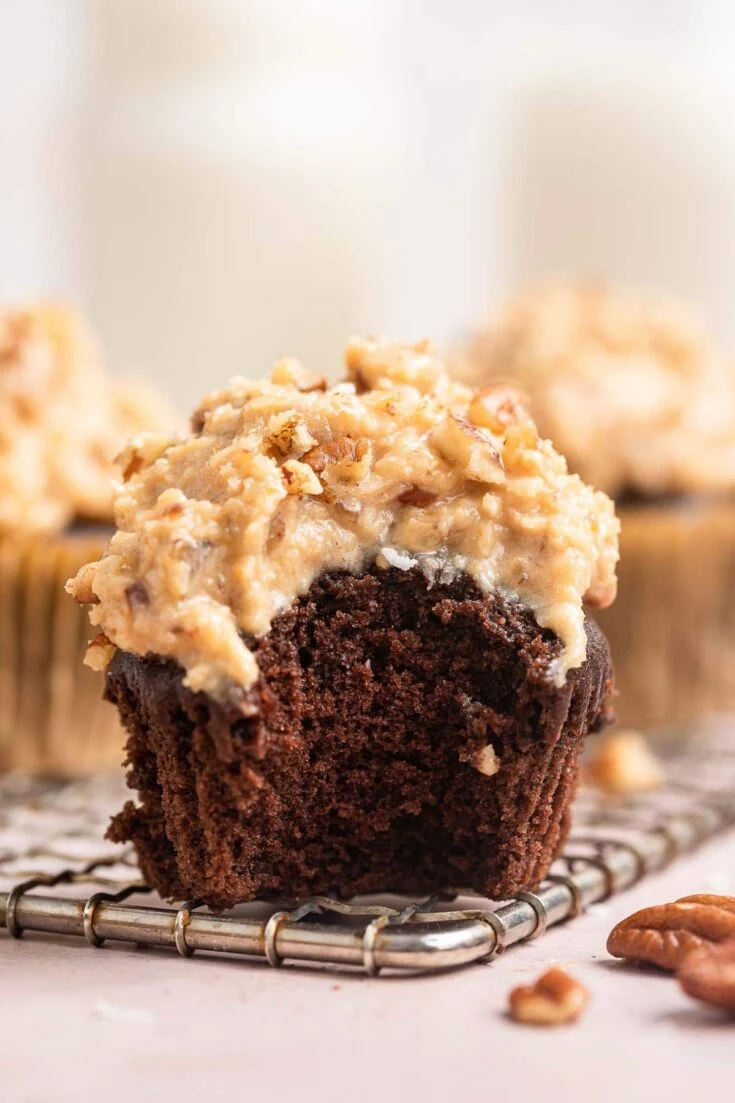 German chocolate cupcake w/ german chocolate topping