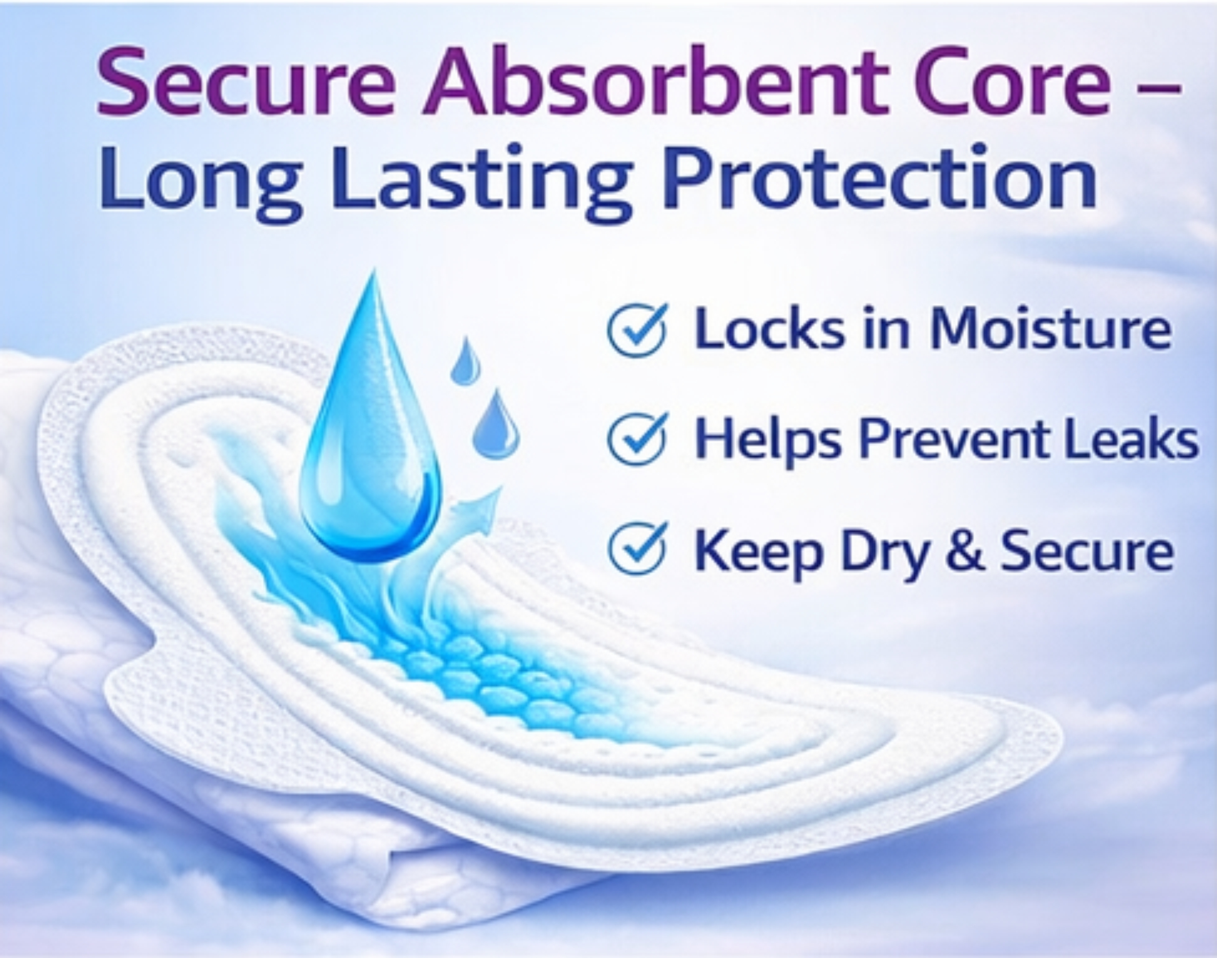 Pro-comfort Secure XL Sanitary Pads 280mm – Long Lasting Cotton Soft Pads with Secure Absorbent Core | 3X Comfort Protection | Leak Guard | Disposable Menstrual Pads for Women