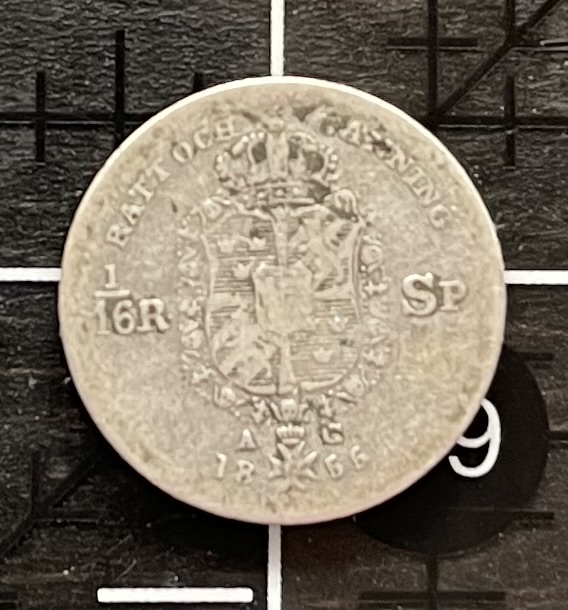 1855AG - 1/16 Riksdaler - Oscar I - Sweden