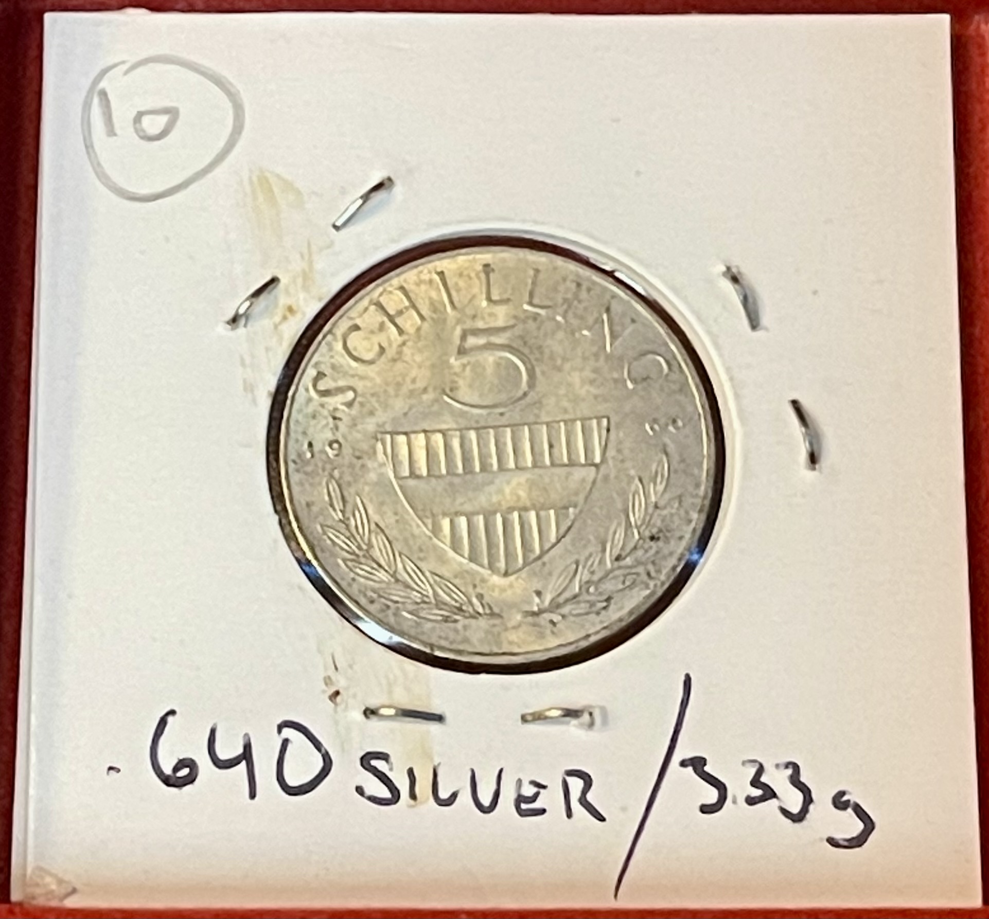 1960 Austria 5 Schilling Coin