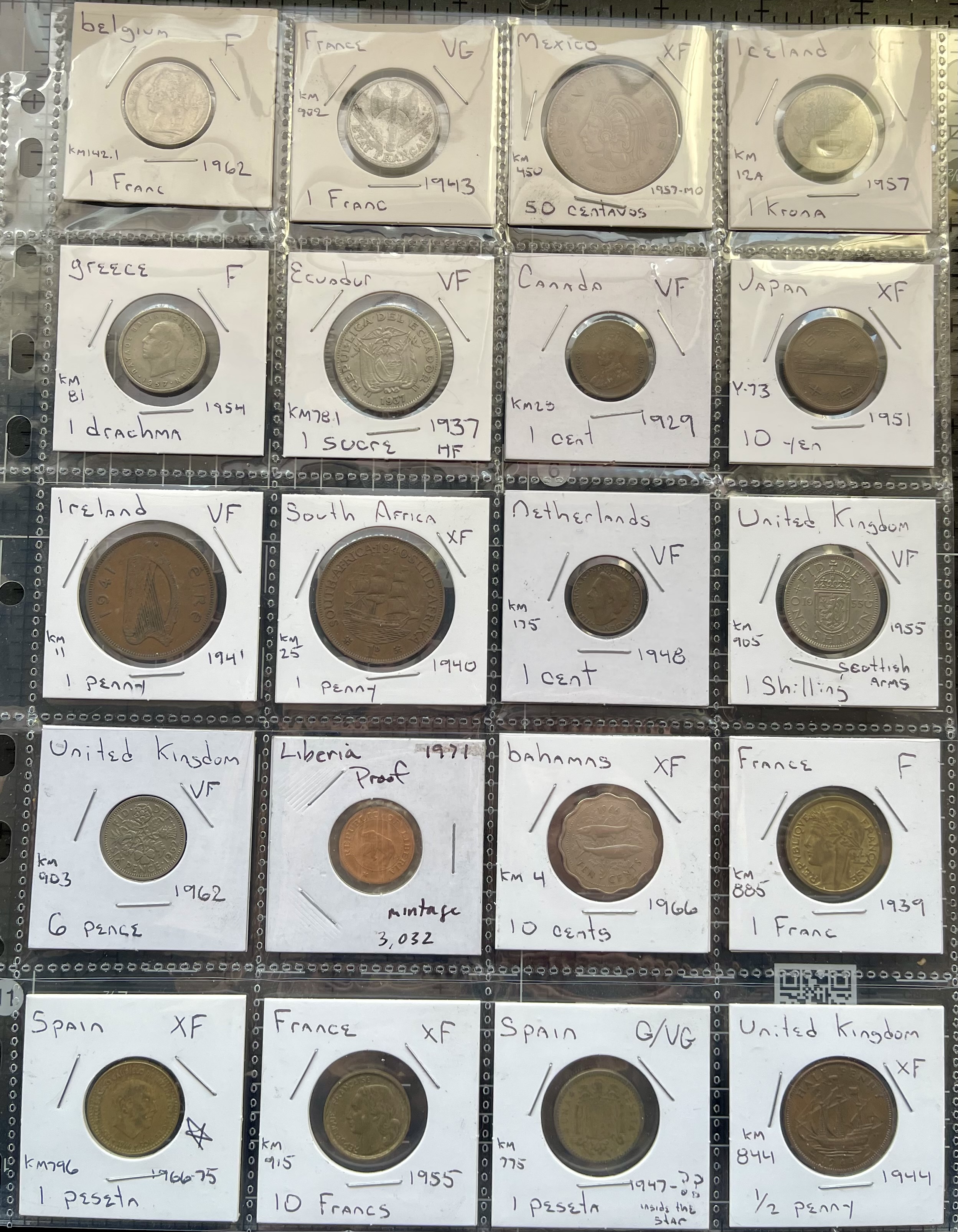 World Coin Collection - Full Sheet - 011