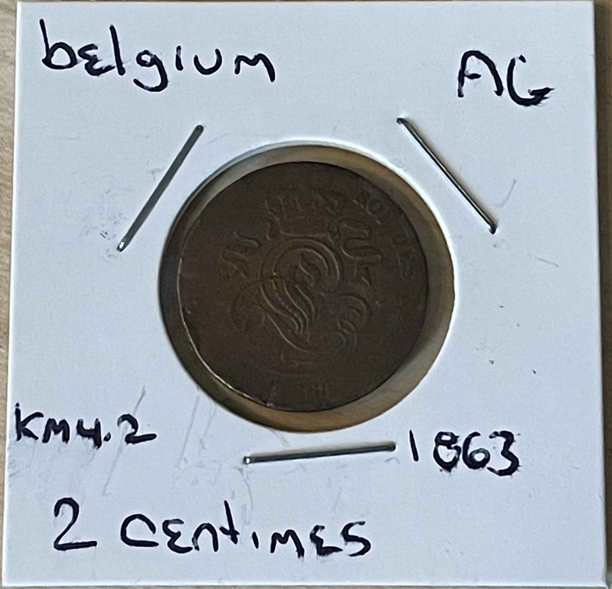 1863 - 2 Centimes - Belgium