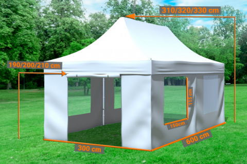 FALTPAVILLON 3 X 6 METER PROF.+
