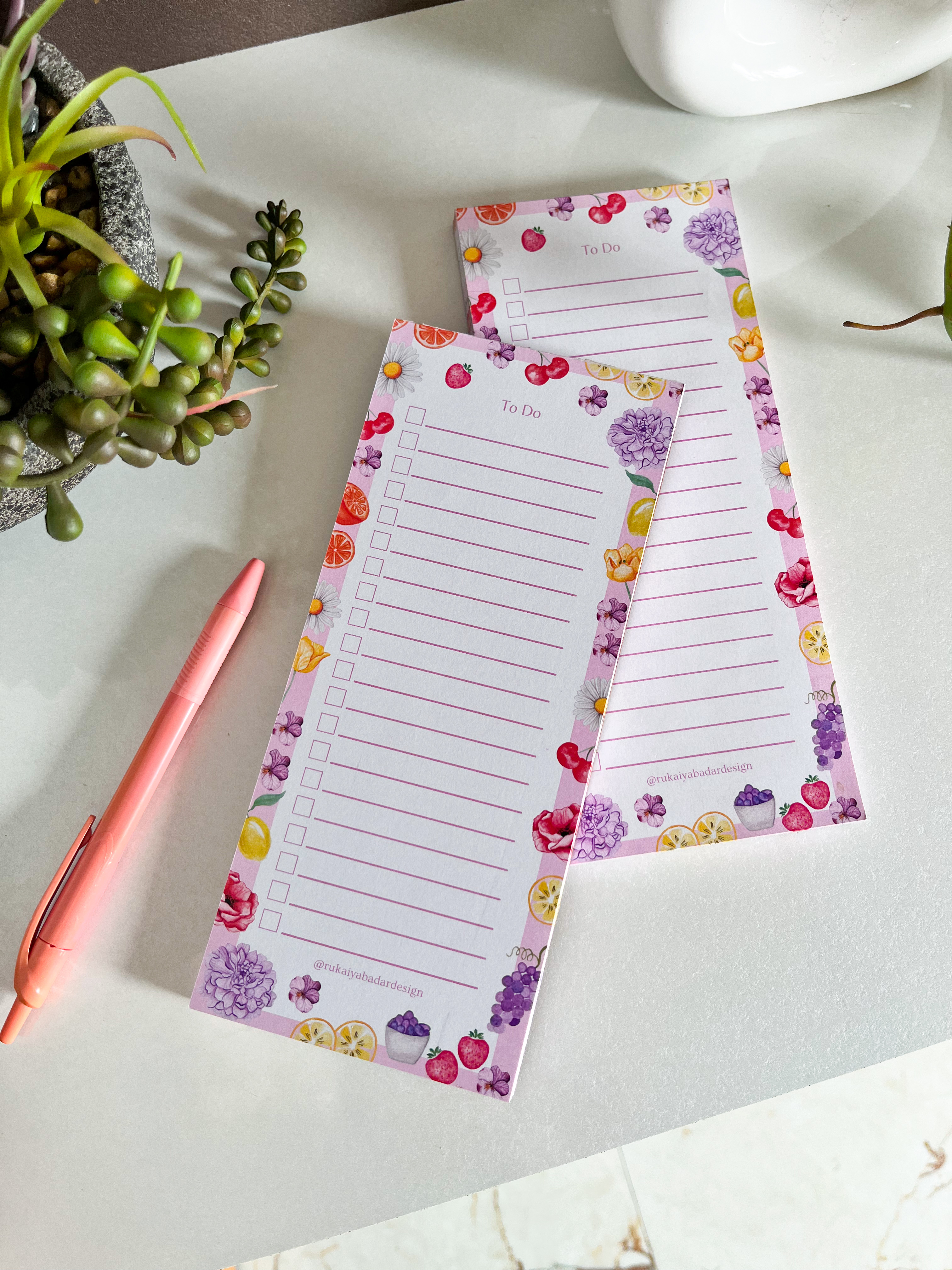  Fruit & Floral To-Do List Notepad 