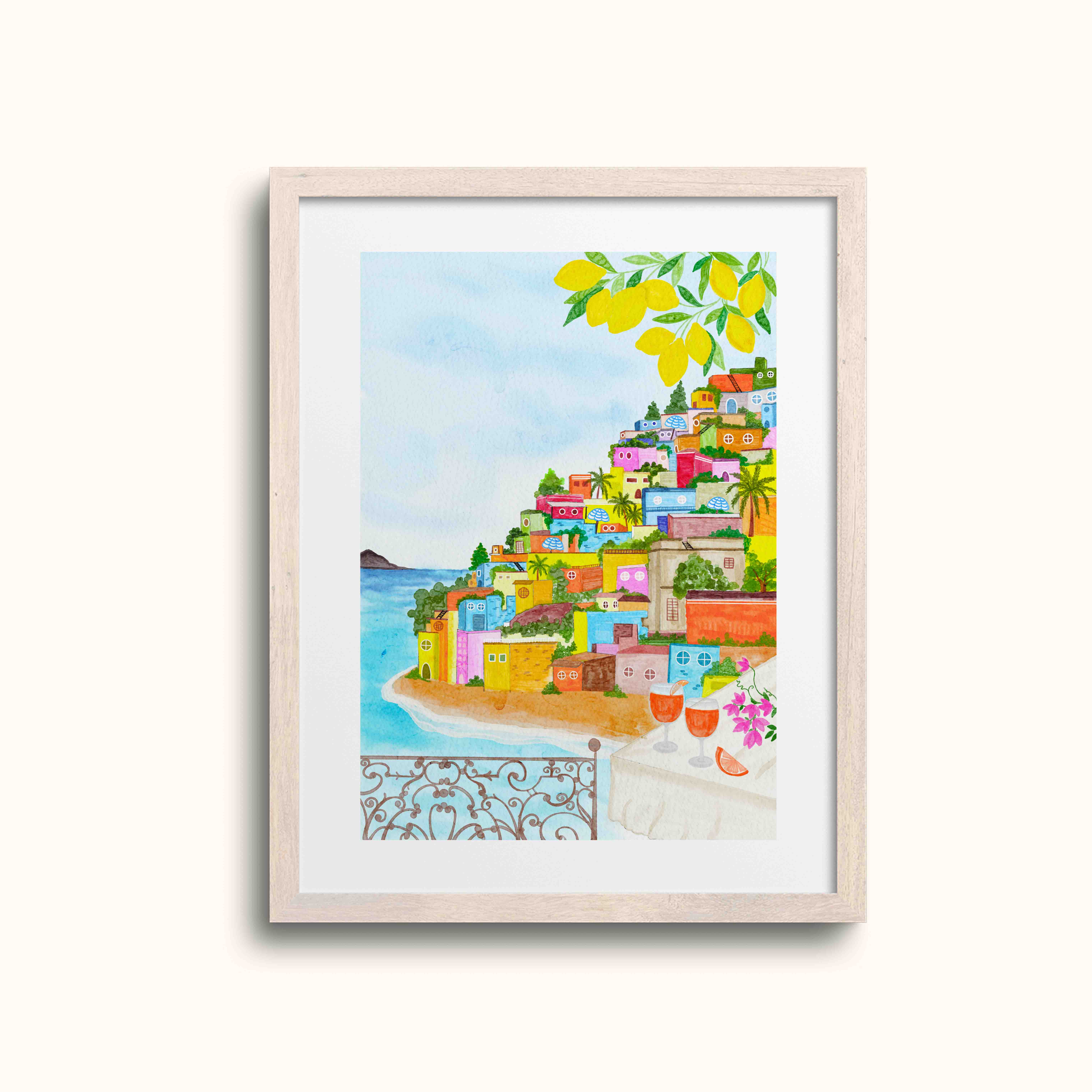 Coastal Town Landscape Art Print