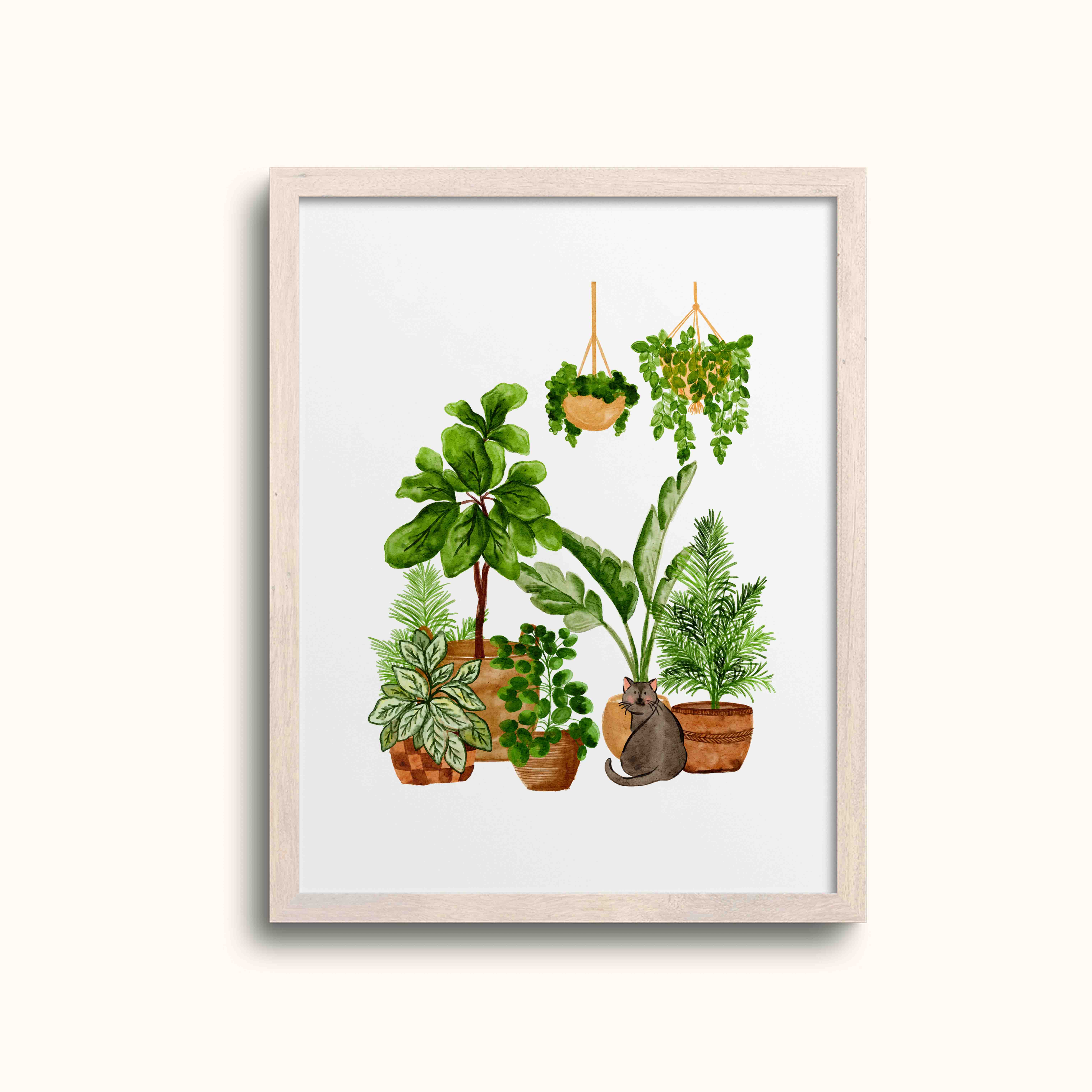 Cozy Cat & Plants Printable Wall Art